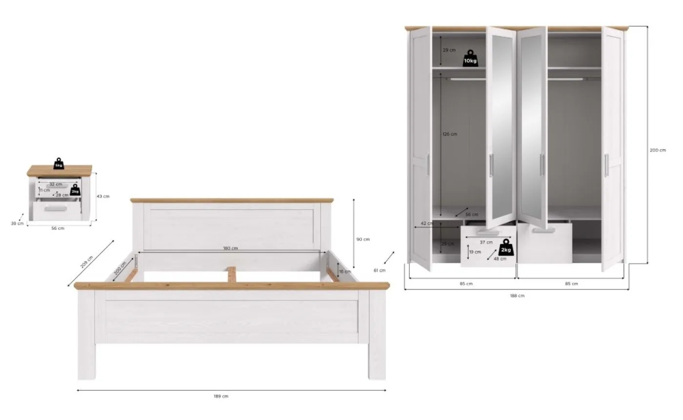 Schlafzimmer-Set Verona | 3-teilig | Artisan / Sibiu Lärche