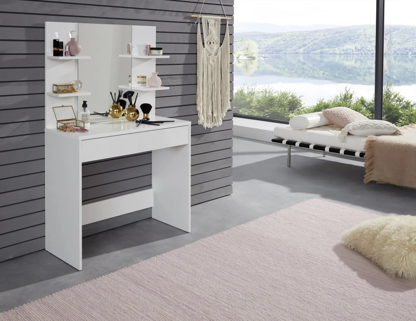 Schminktisch Basix mit Spiegel | weiß | 85 x 140