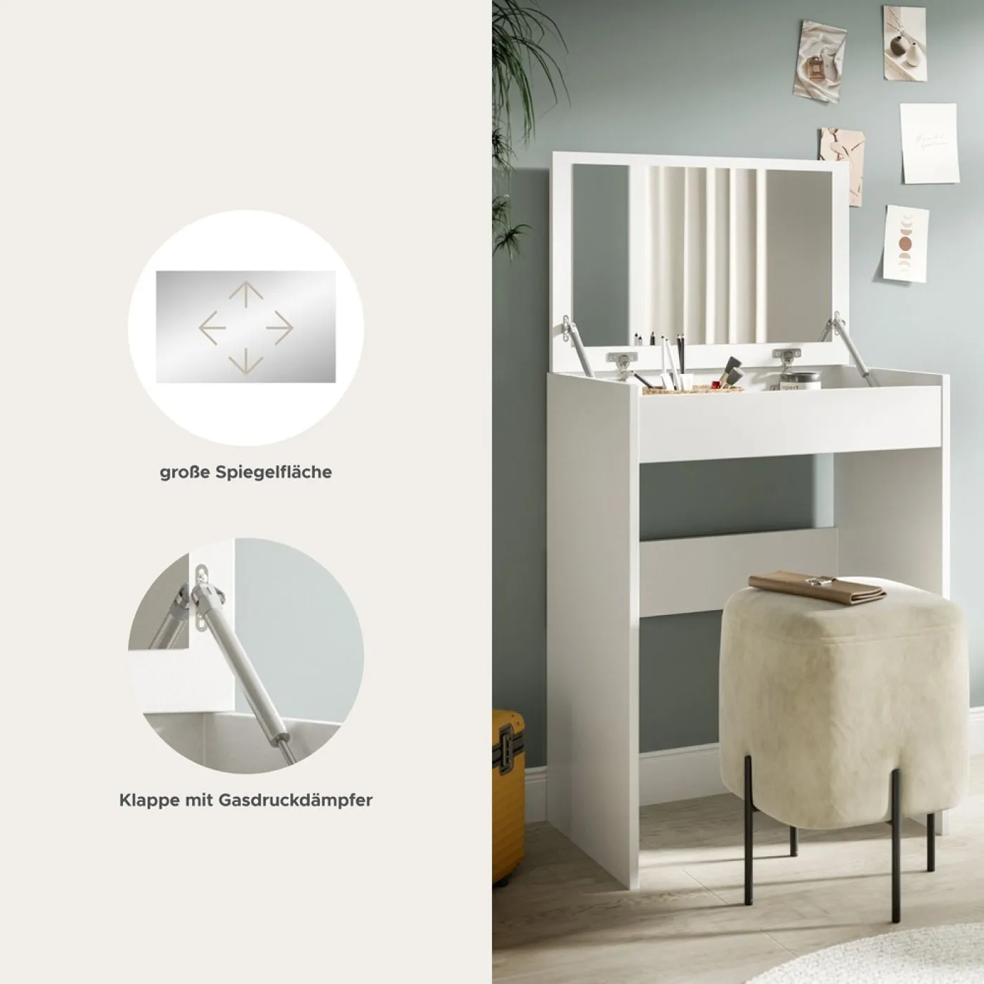 Schminktisch Canu mit Spiegel | weiß