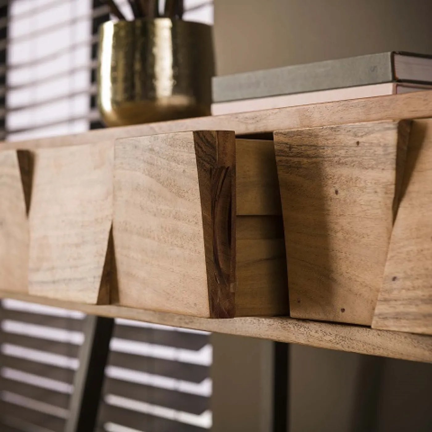 Schminktisch Malvine | mit 2 Schubkästen | Akazie massiv | naturell