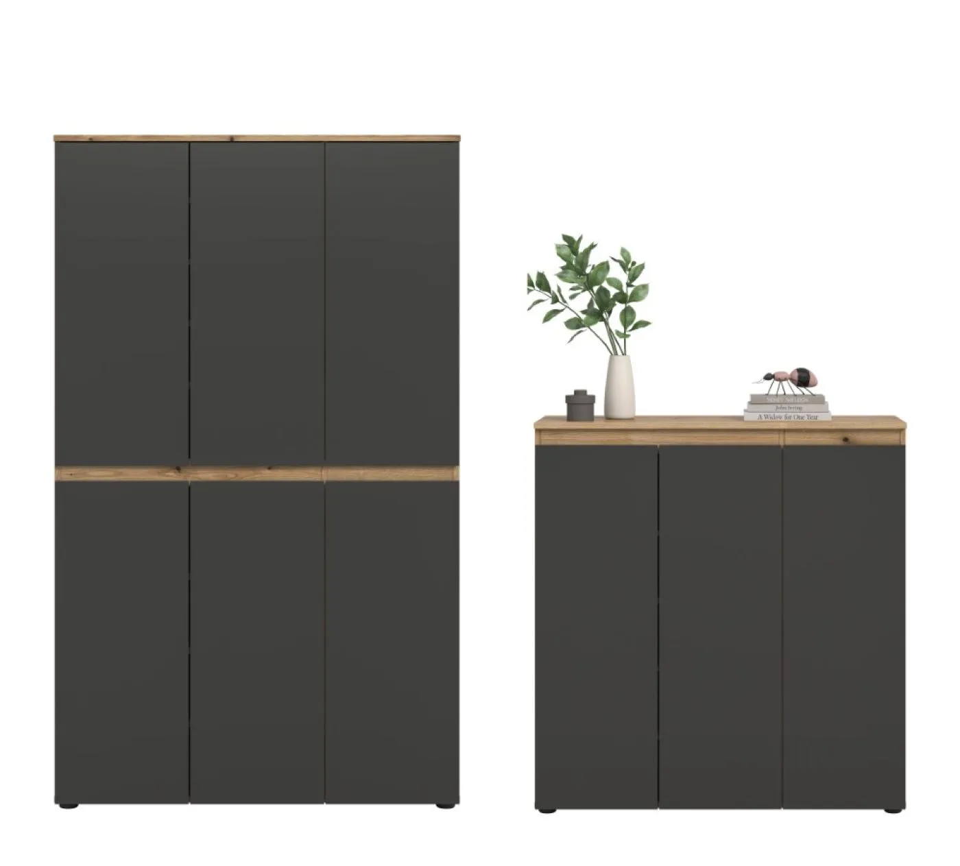 Schrankkombination Scarpa 2 | 2-teilig | anthrazit / Evoke Eiche