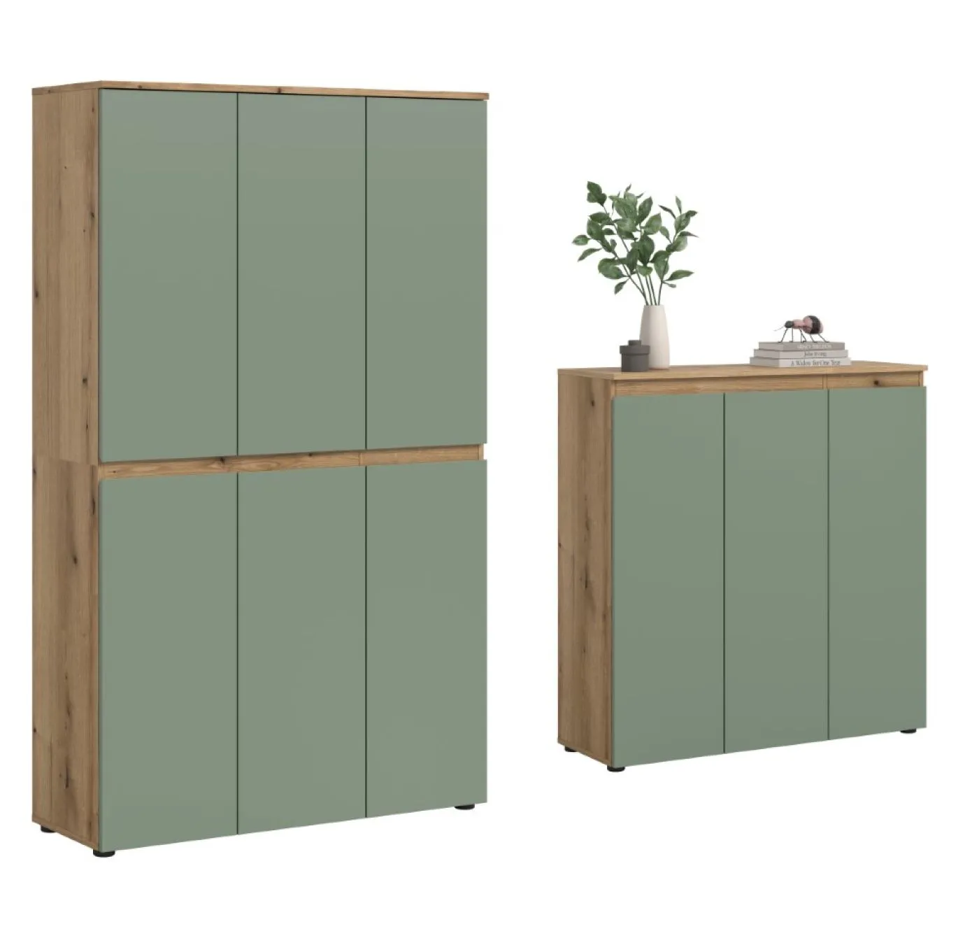 Schrankkombination Scarpa 2 | 2-teilig | Smoke green / Evoke Eiche