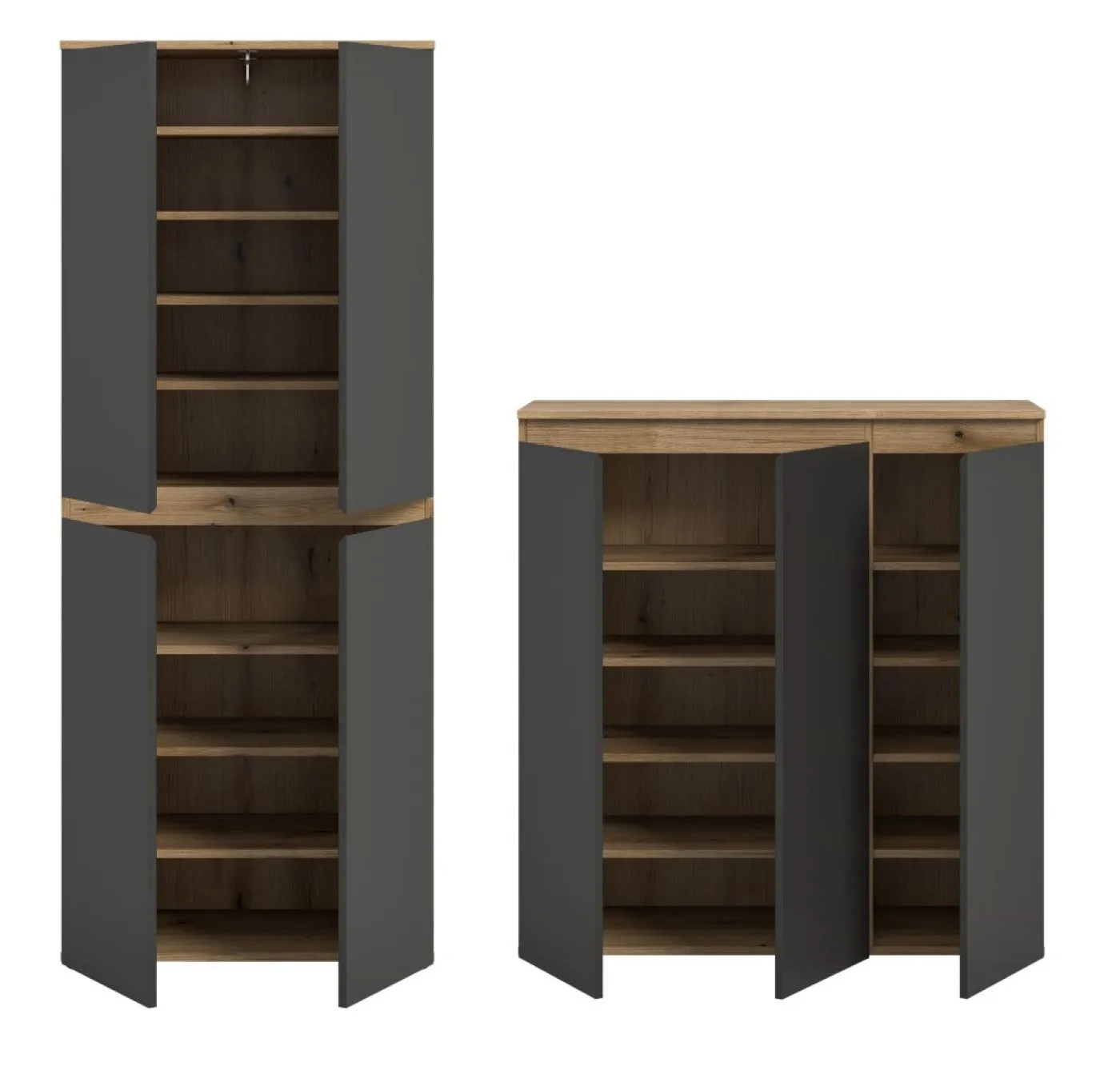 Schrankkombination Scarpa | 2-teilig | anthrazit / Evoke Eiche