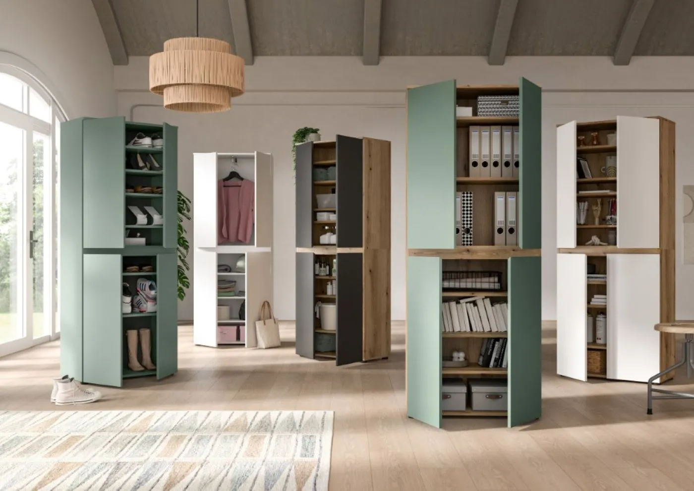 Schrankkombination Scarpa | 2-teilig | anthrazit / Evoke Eiche