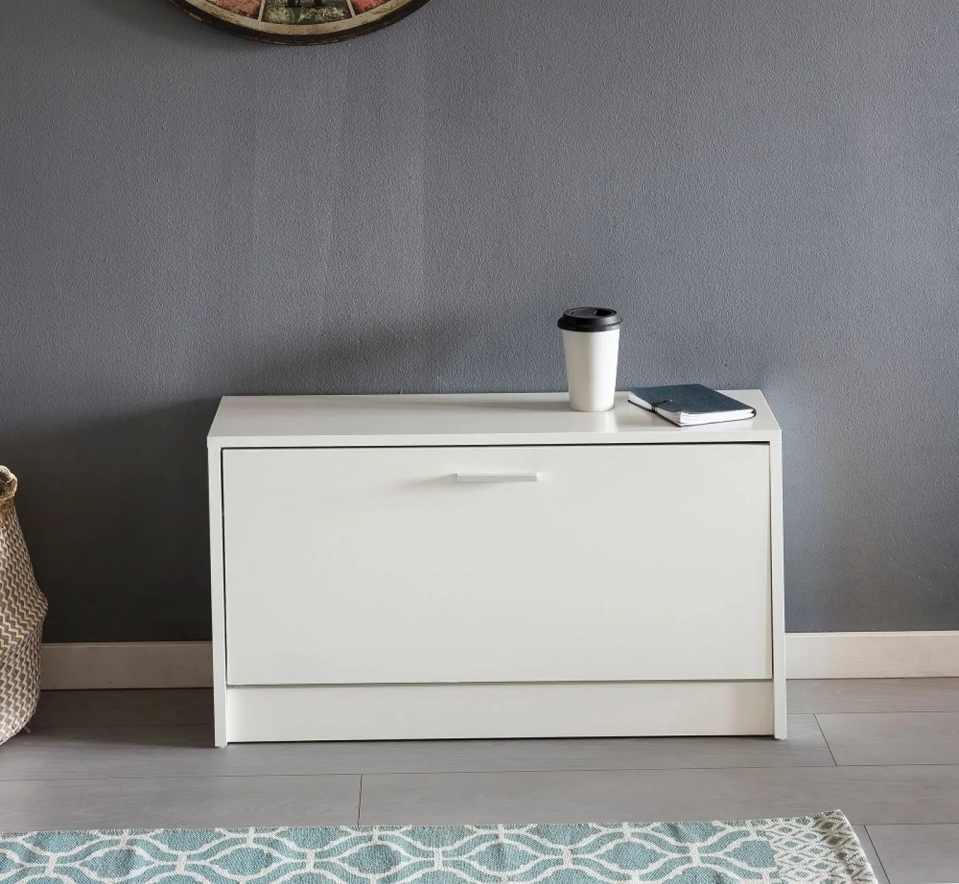 Schuhbank Schuhschrank Zoey | mit Klappe | weiß