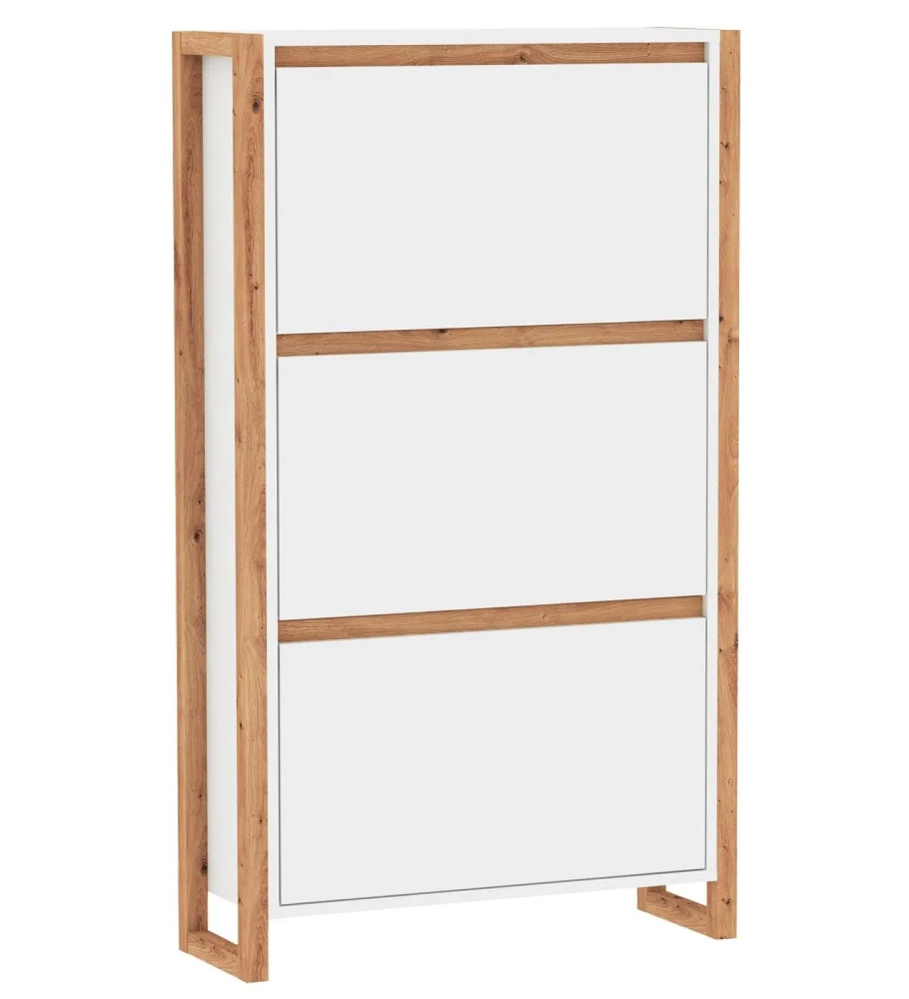 Schuhkipper Denver | mit Klappen | weiß / Artisan Eiche