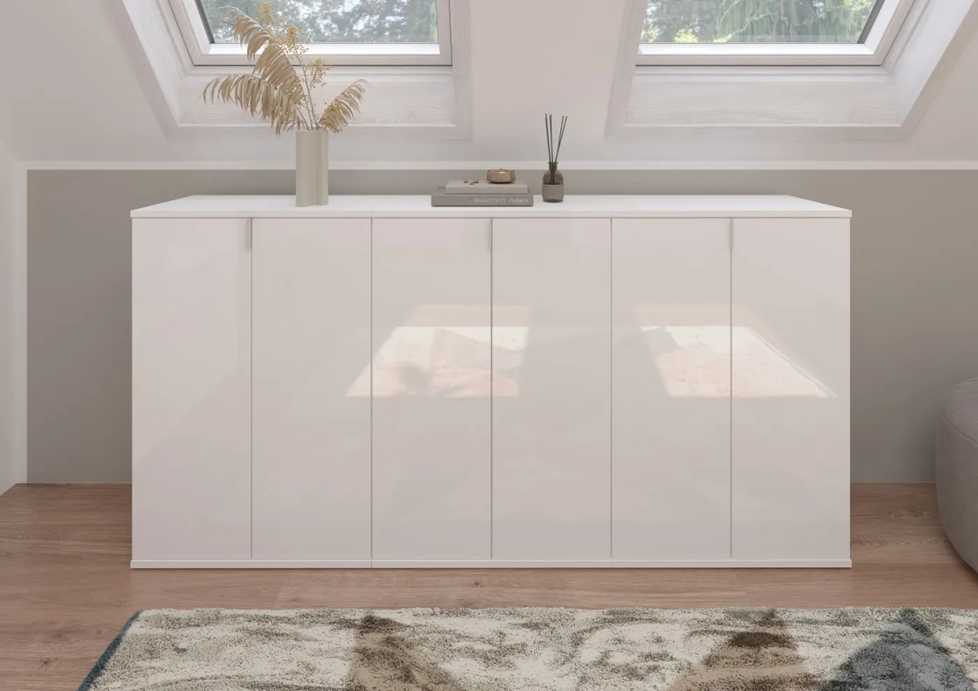 Schuhkommode Projekt X | weiß Hochglanz