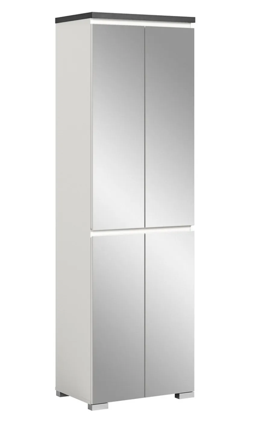 Schuhkommode Shoelove mit Schubkasten | weiß / Industrial grau | ohne Beleuchtung 60 cm x 193 cm x 40 cm