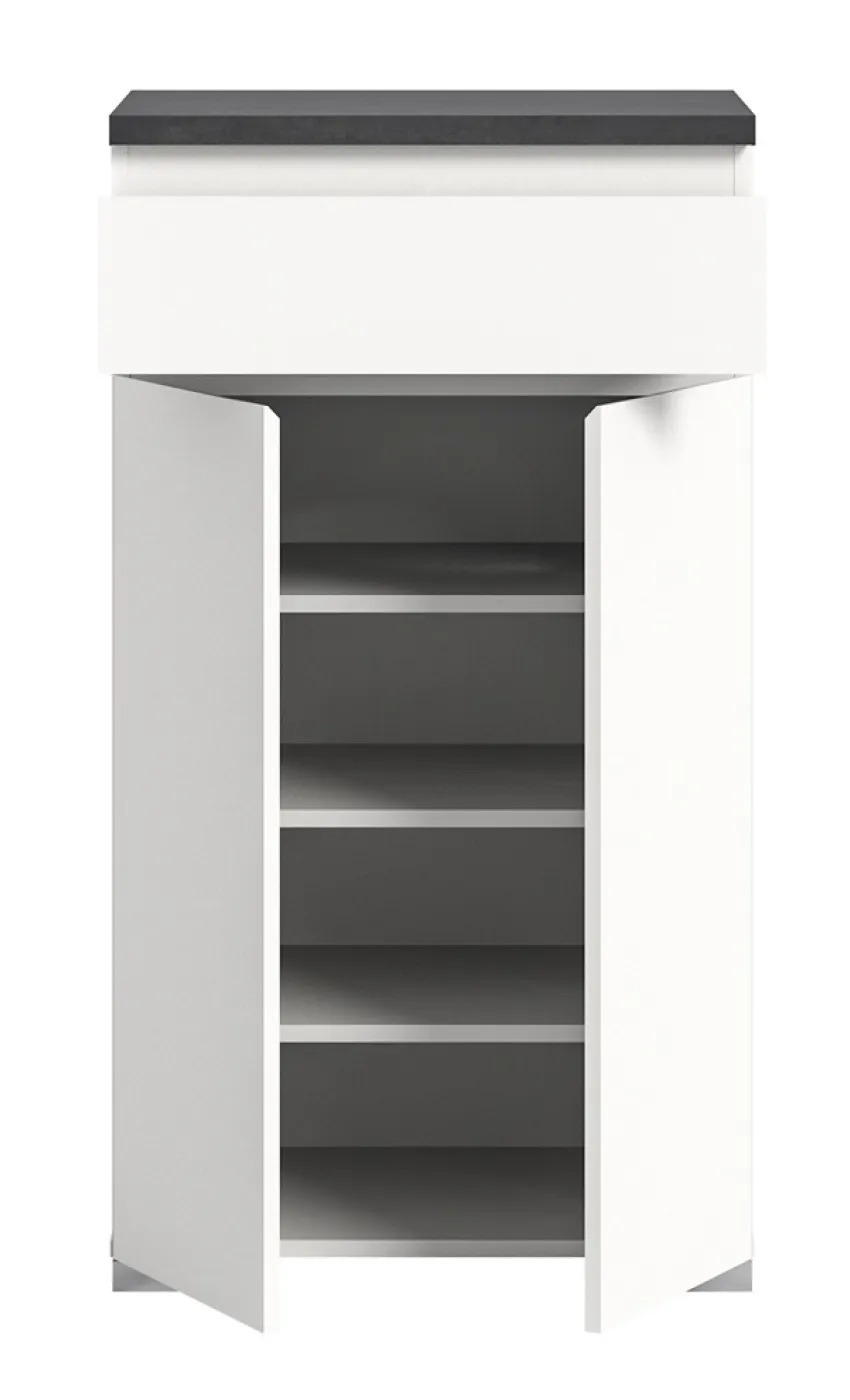 Schuhkommode Shoelove mit Schubkasten | weiß / Industrial grau | verschiedene Größen