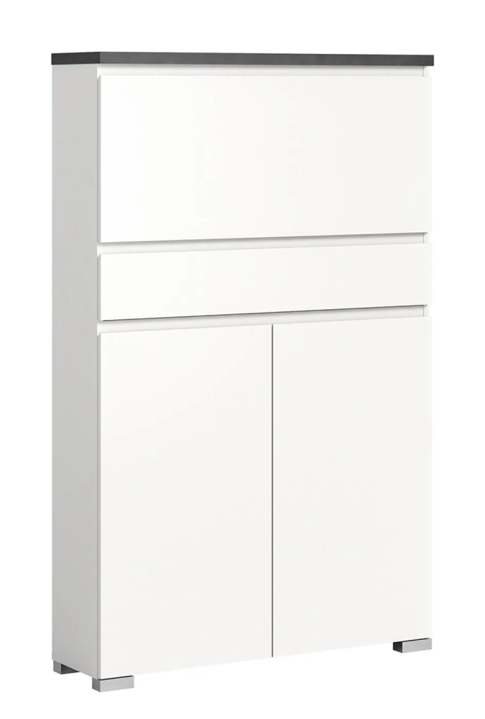 Schuhkommode Shoelove mit Schubkasten | weiß / Industrial grau | verschiedene Größen