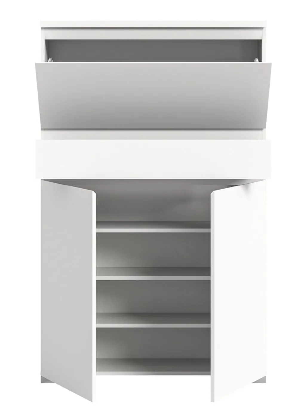 Schuhkommode Shoelove mit Schubkasten | weiß | mit Beleuchtung 95 cm x 151 cm x 27 cm