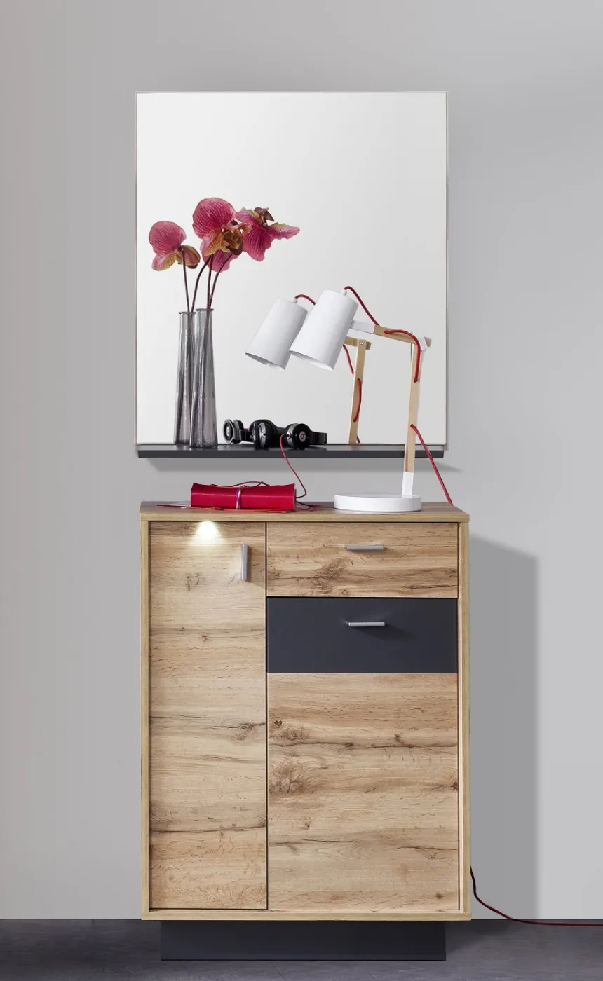 Schuhschrank Coast | Wotan Eiche | grau | inkl. LED Beleuchtung