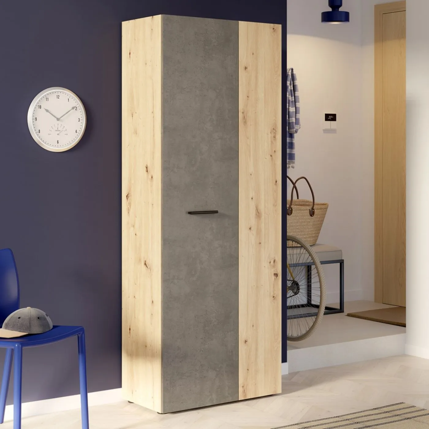 Schuhschrank Drehtürenschrank Net106 | 2-türig | Dunkelgrau / Artisan Eiche