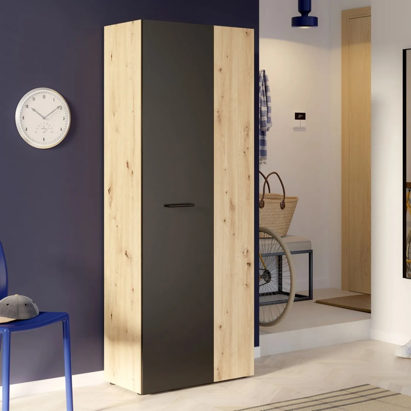 Schuhschrank Drehtürenschrank Net106 | 2-türig | schwarz / Artisan Eiche
