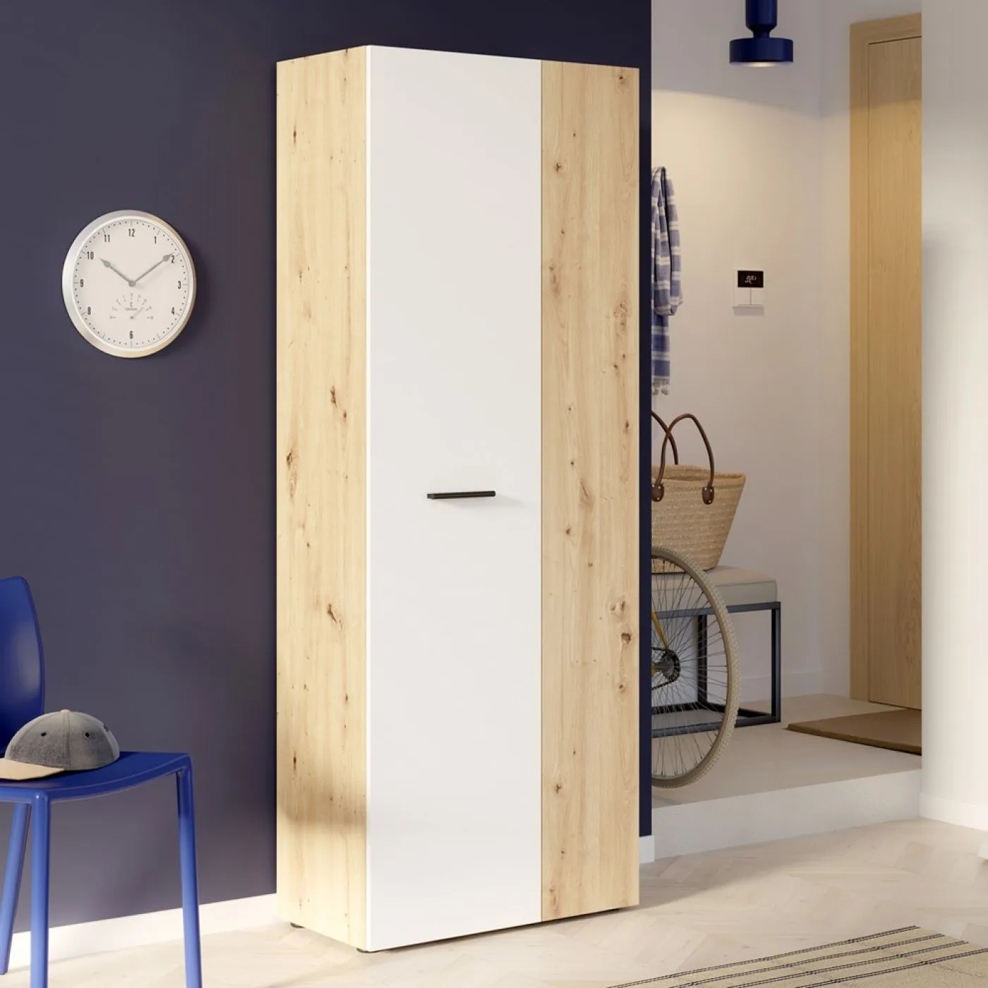 Schuhschrank Drehtürenschrank Net106 | 2-türig | weiß / Artisan Eiche