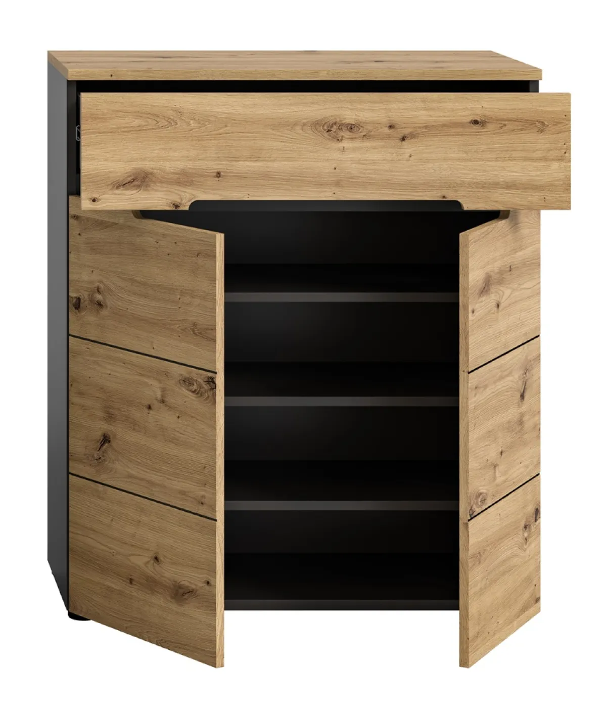 Schuhschrank | Kommode Canu | grau / Artisan Eiche