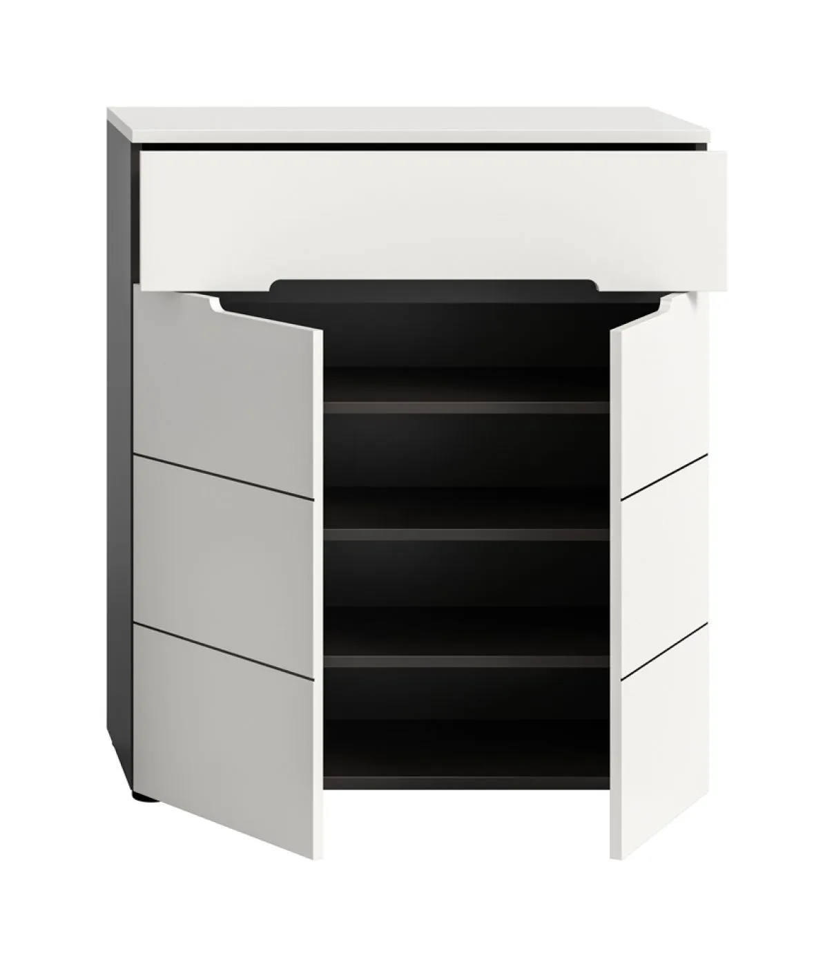 Schuhschrank | Kommode Canu | Weiß / Basalt grau