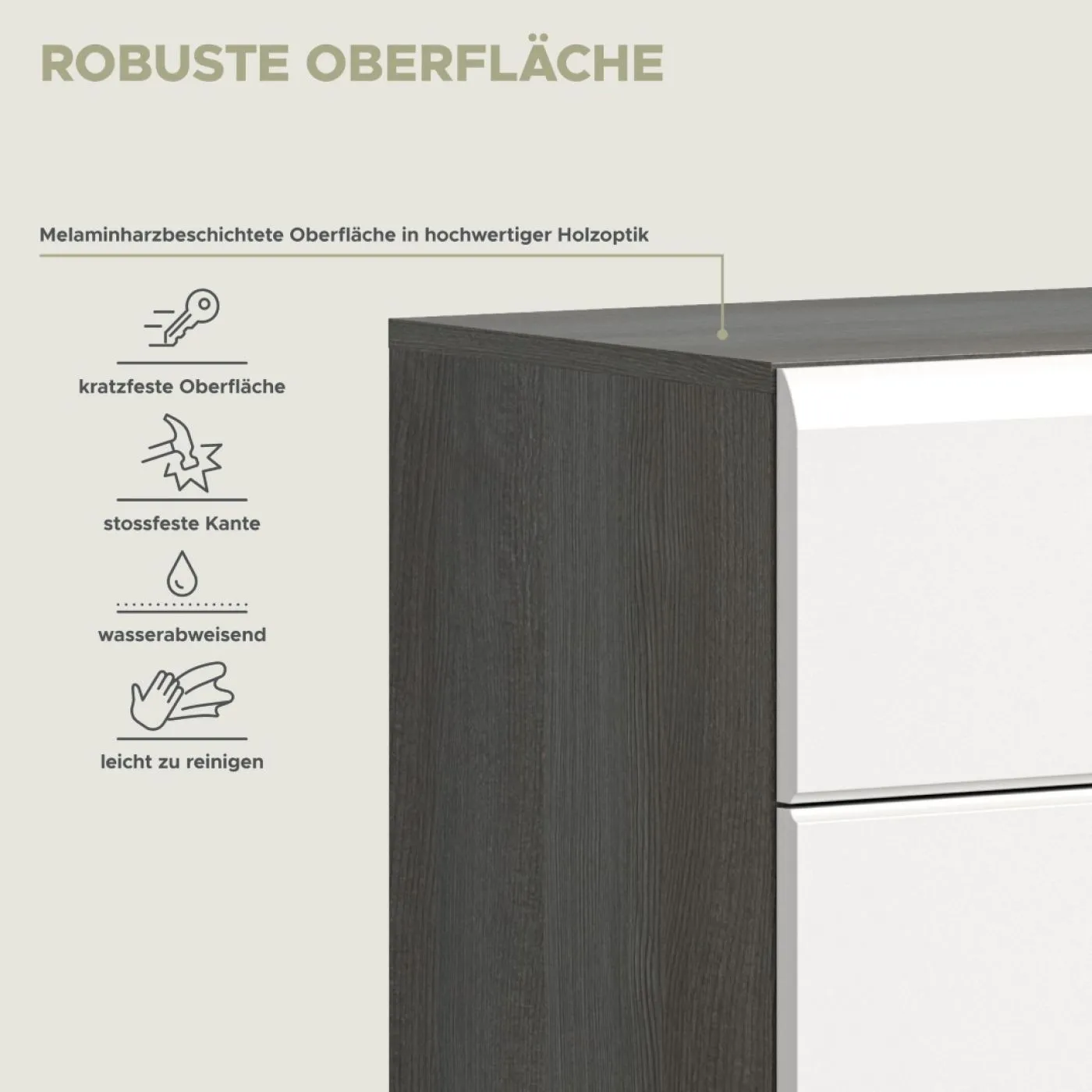 Schuhschrank | Kommode Salsa | weiß Hochglanz / rauchsilber