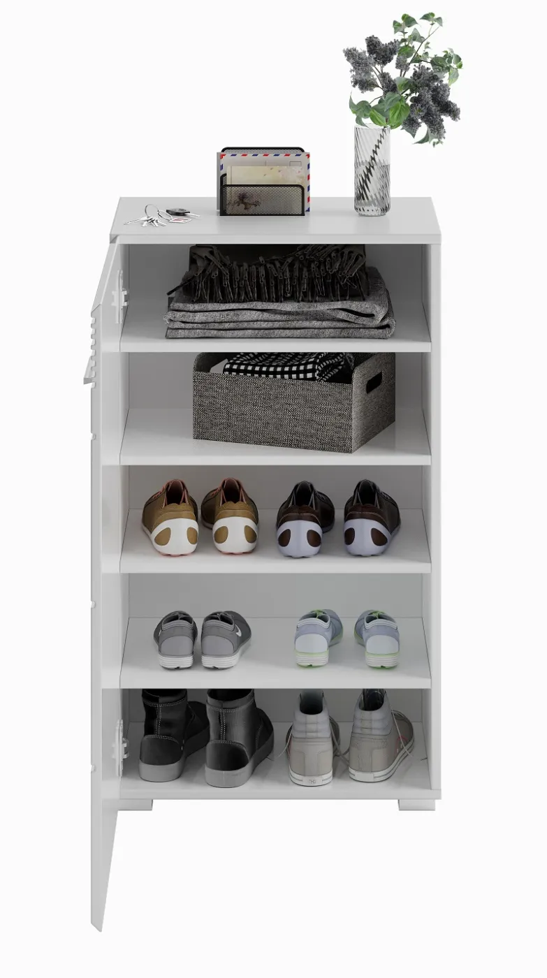 Schuhschrank Linus | weiß Hochglanz