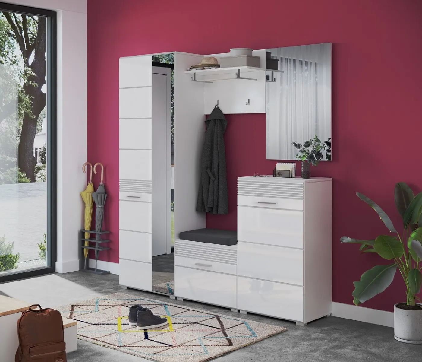 Schuhschrank Linus | weiß Hochglanz