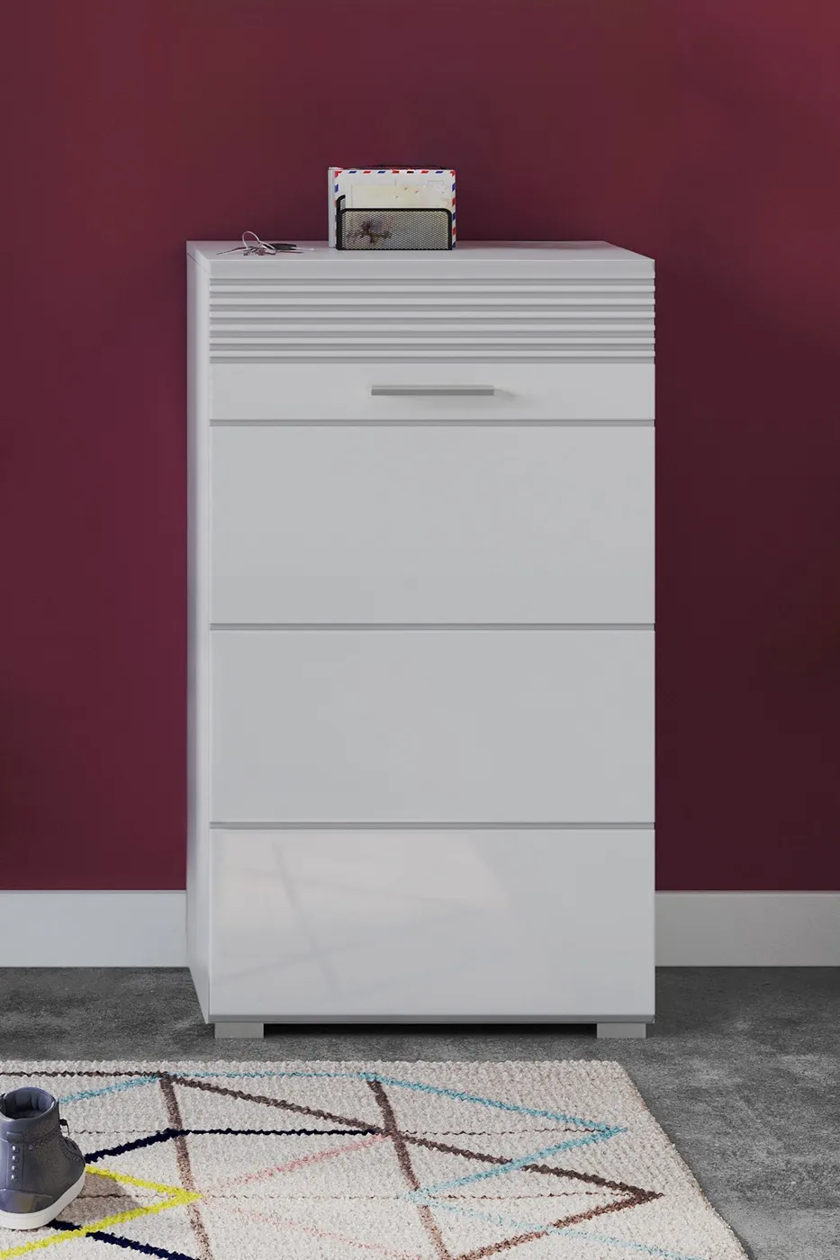 Schuhschrank Linus | weiß Hochglanz