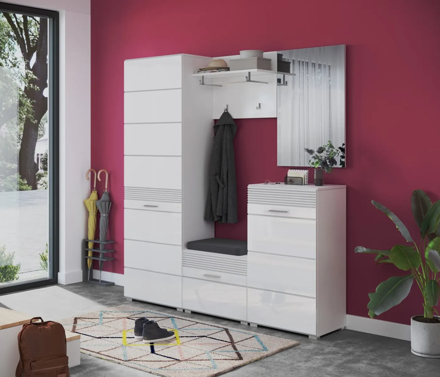 Schuhschrank Linus | weiß Hochglanz