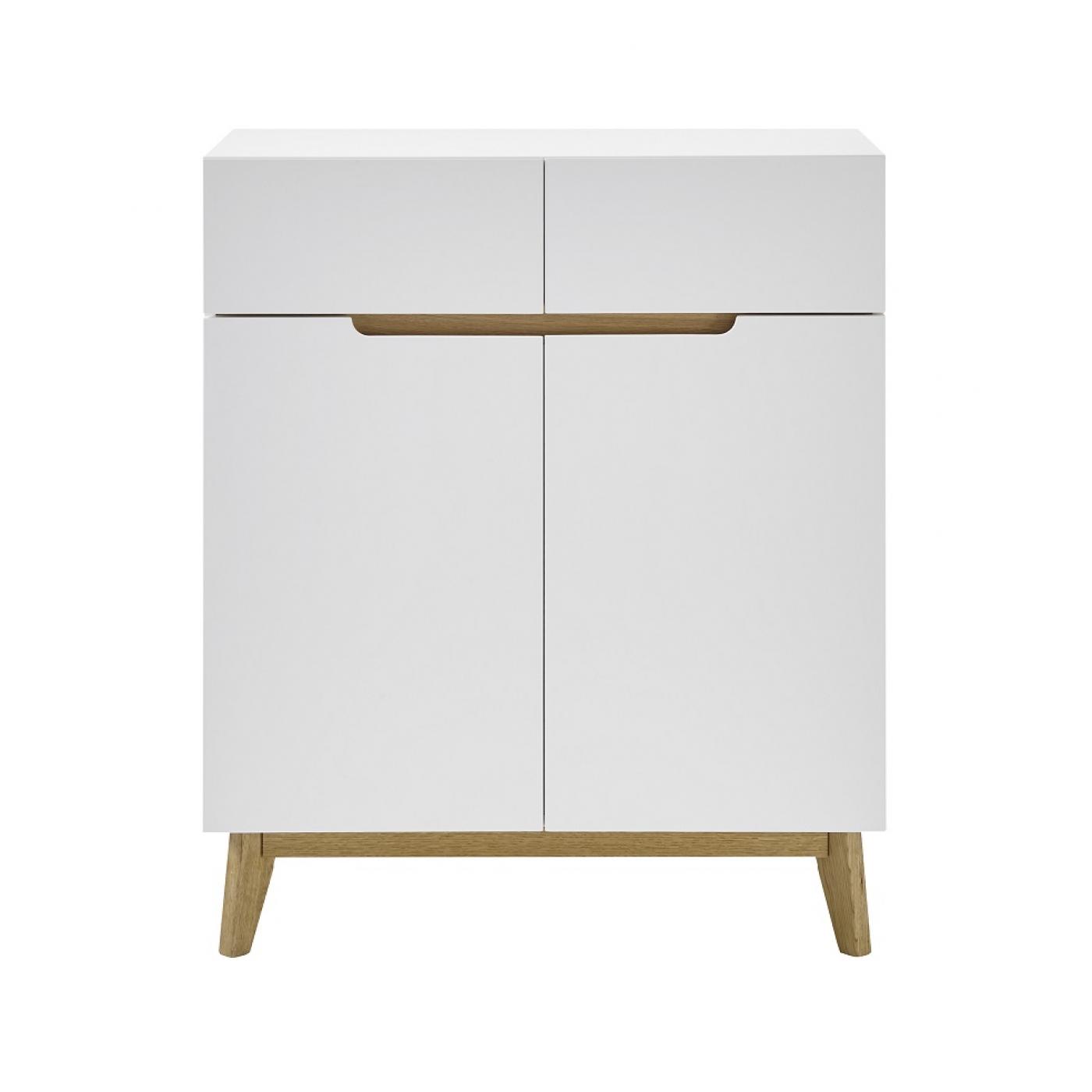 Schuhschrank Schuhkommode Cervo | weiß matt / Asteiche massiv