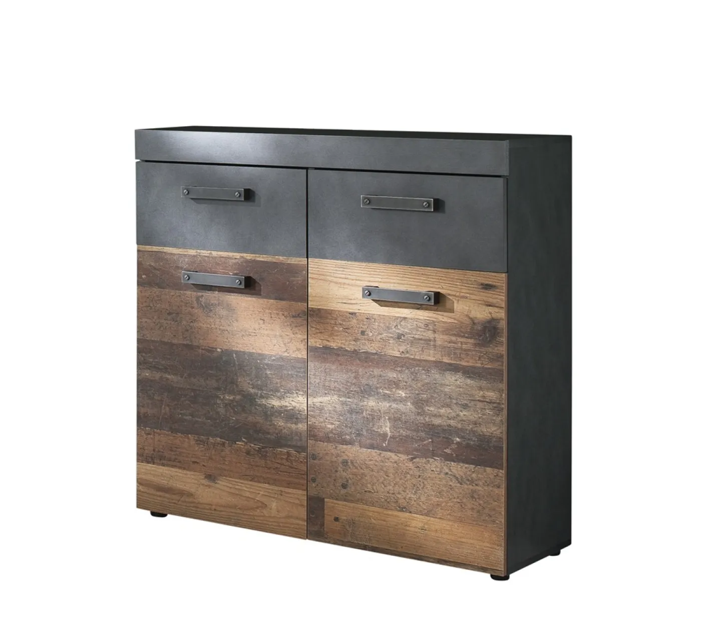 Schuhschrank Schuhkommode Indy | Old Used Wood / Matera grau | Shabby Look