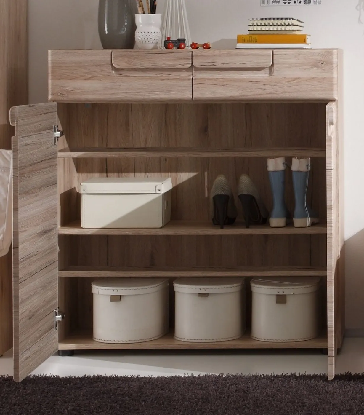 Schuhschrank Schuhkommode Malea | Eiche San Remo hell