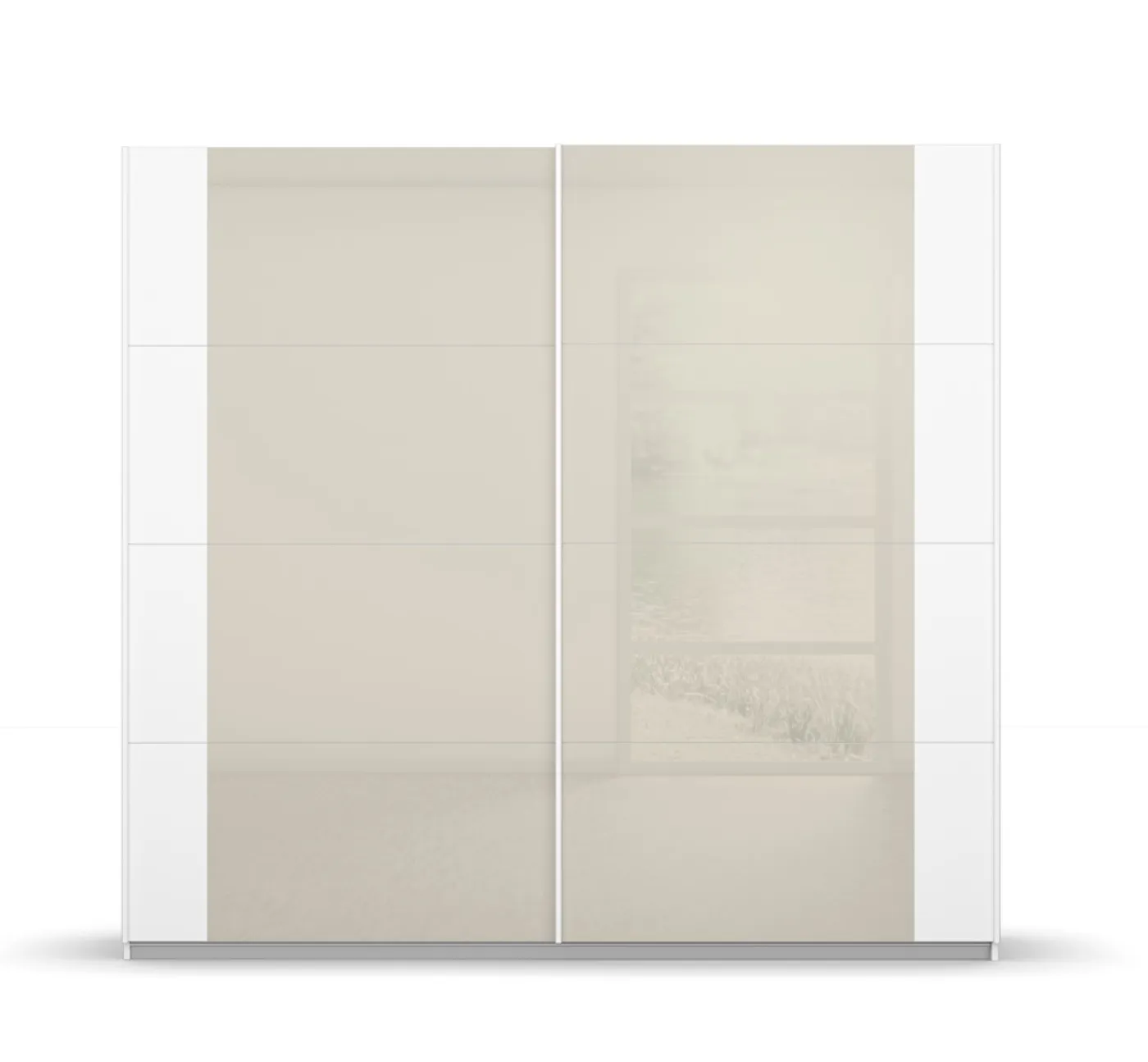 Schwebetürenschrank Artemis | mit Glastüren | alpinweiß / champagner | 226 x 210 x 62 cm