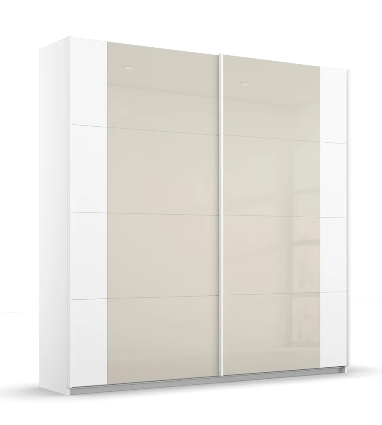 Schwebetürenschrank Artemis | mit Glastüren | alpinweiß / champagner | verschiedene größen