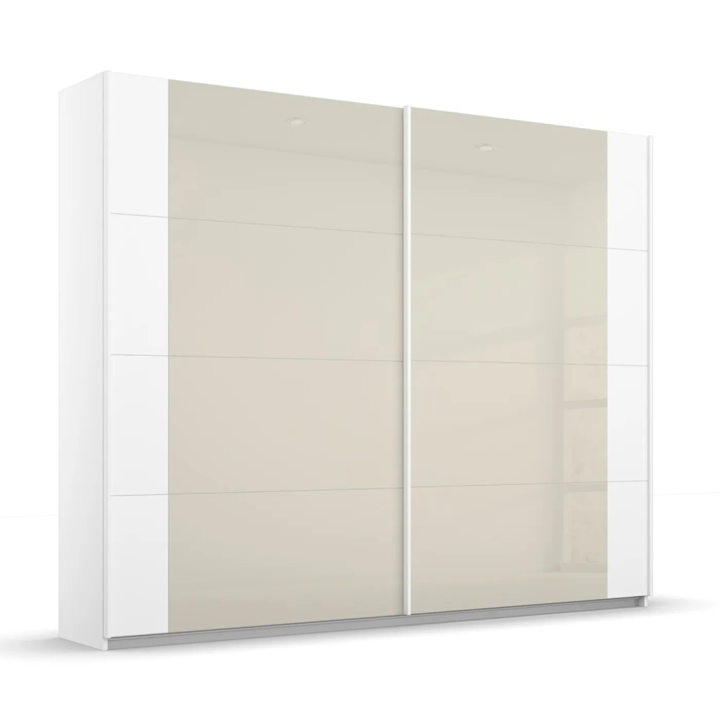 Schwebetürenschrank Artemis | mit Glastüren | alpinweiß / champagner | verschiedene größen
