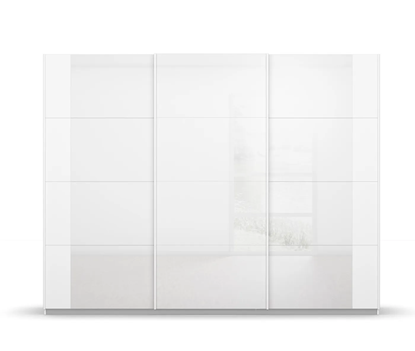 Schwebetürenschrank Artemis | mit Glastüren | alpinweiß / weiß | 271 x 210 x 62 cm