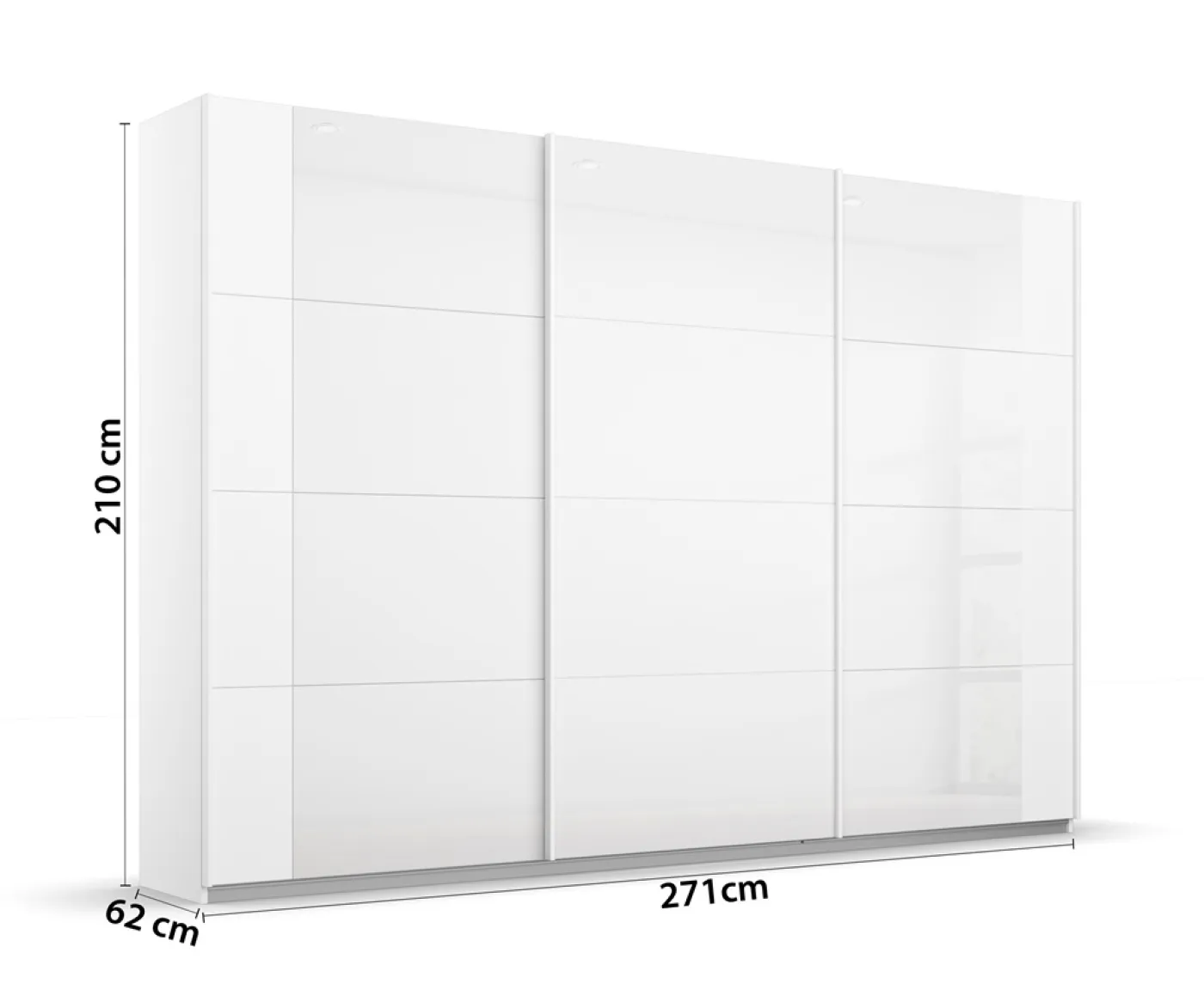Schwebetürenschrank Artemis | mit Glastüren | alpinweiß / weiß | 271 x 210 x 62 cm