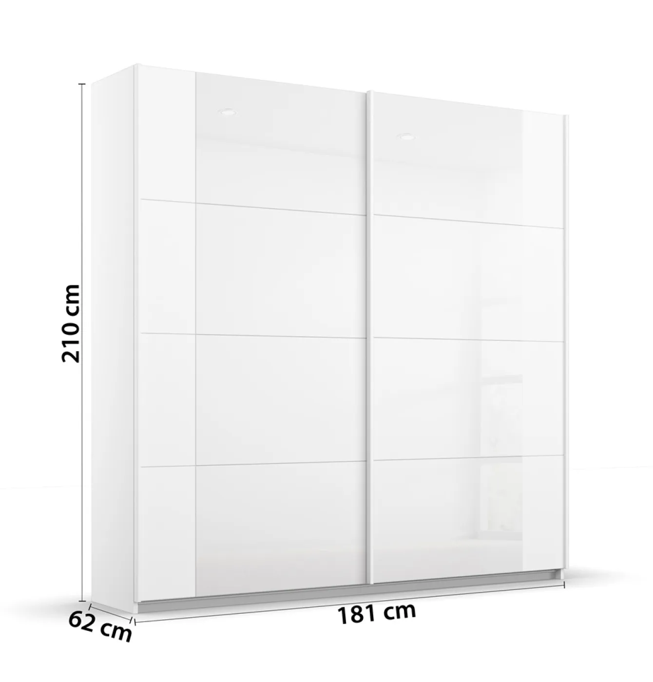 Schwebetürenschrank Artemis | mit Glastüren | alpinweiß / weiß | verschiedene größen