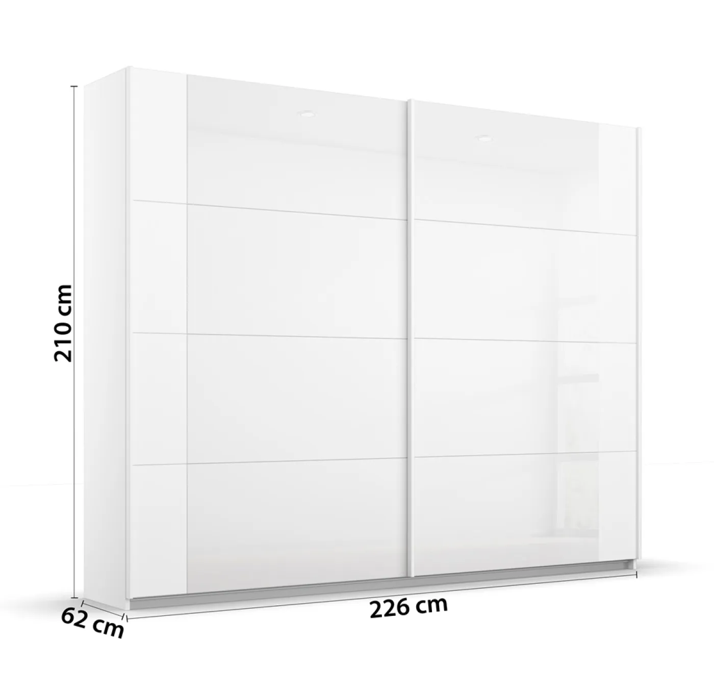 Schwebetürenschrank Artemis | mit Glastüren | alpinweiß / weiß | verschiedene größen