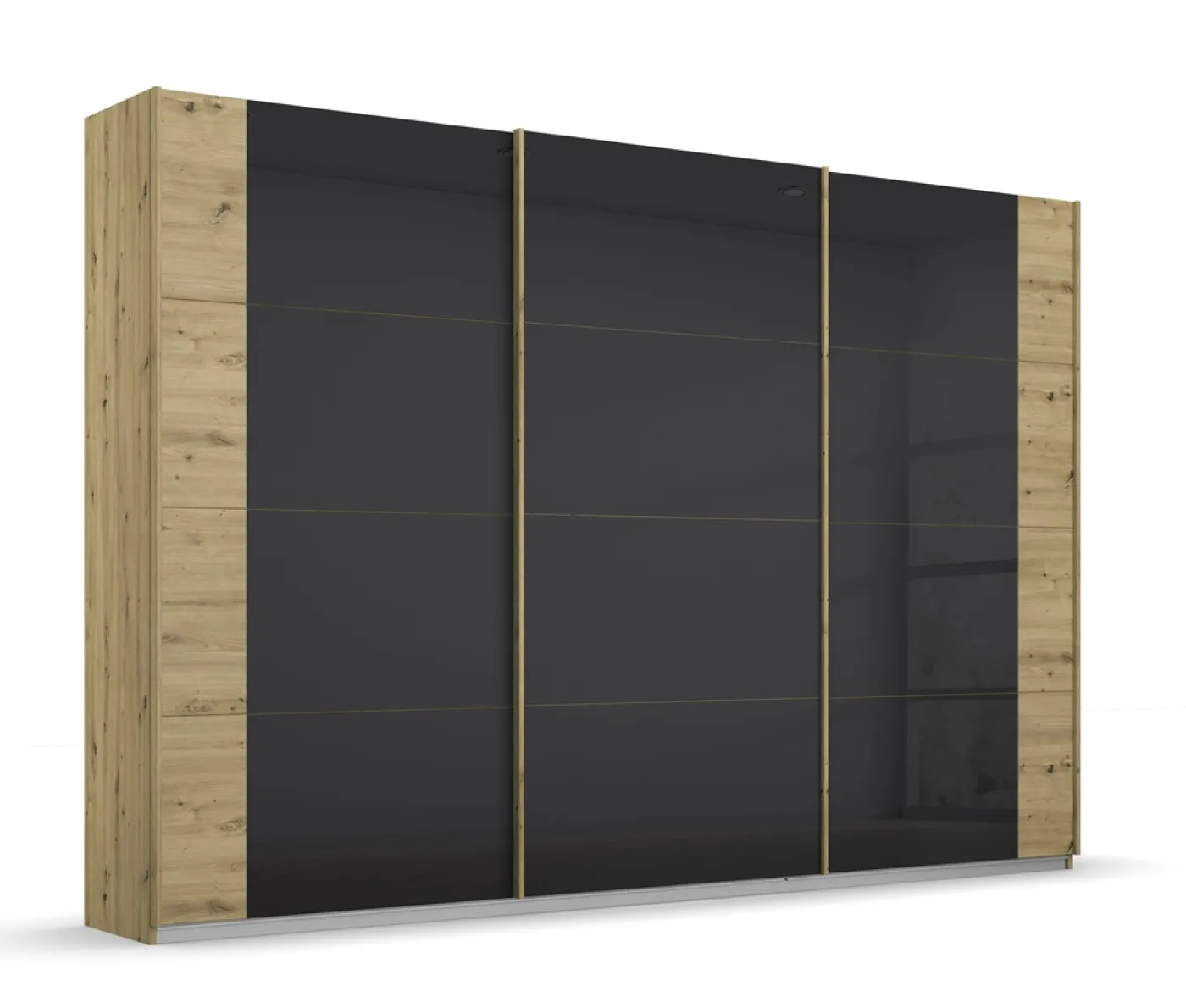 Schwebetürenschrank Artemis | mit Glastüren | Eiche Artisan / basalt grau | 271 x 210 x 62 cm