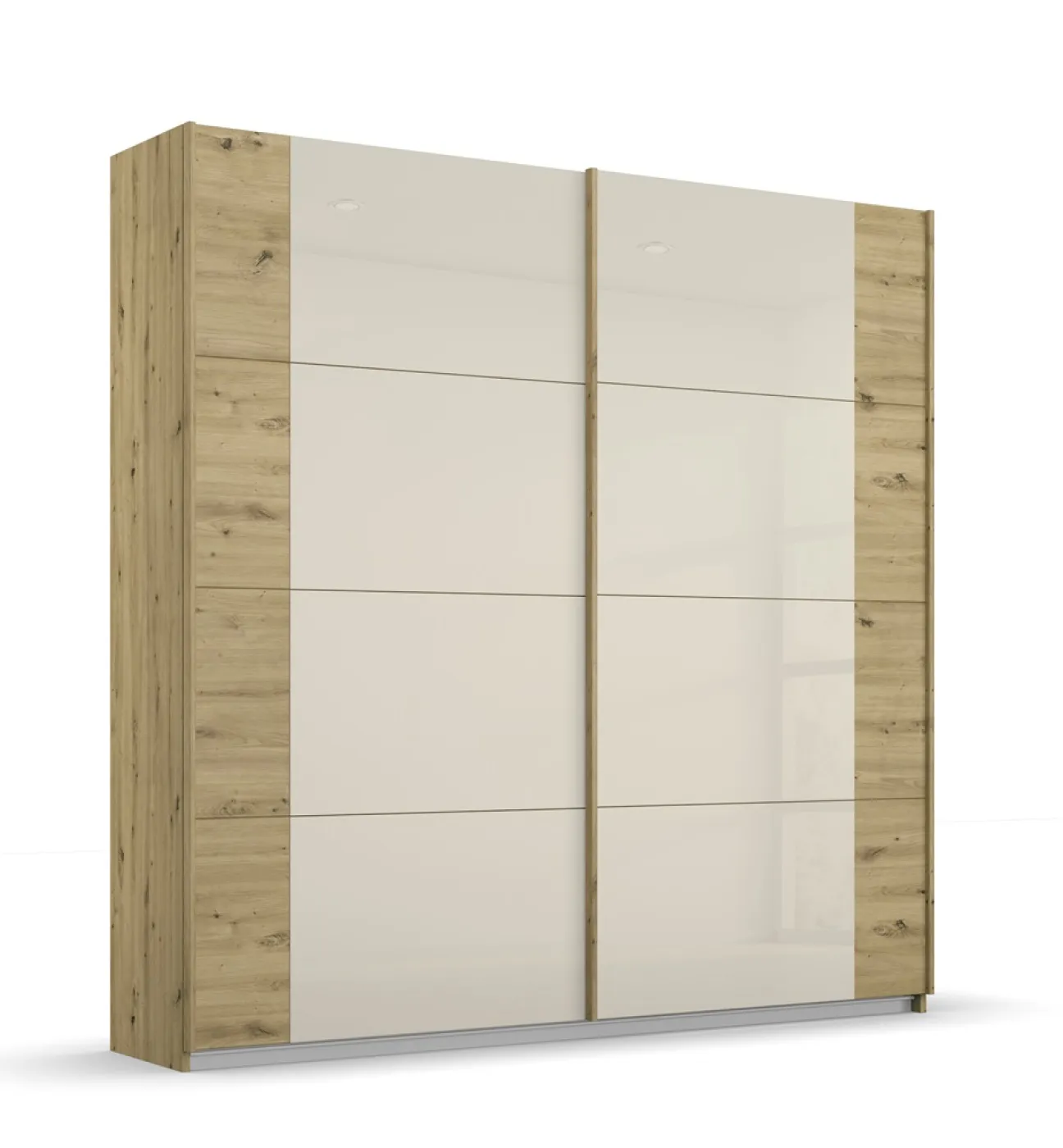 Schwebetürenschrank Artemis | mit Glastüren | Eiche Artisan / champagner | 181 x 210 x 62 cm