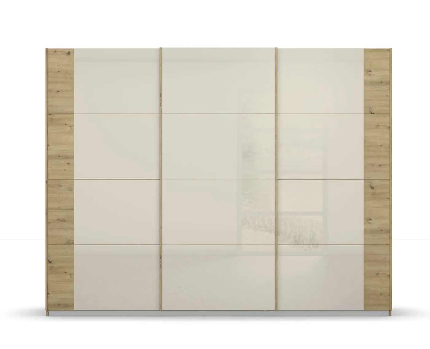 Schwebetürenschrank Artemis | mit Glastüren | Eiche Artisan / champagner | 271 x 210 x 62 cm