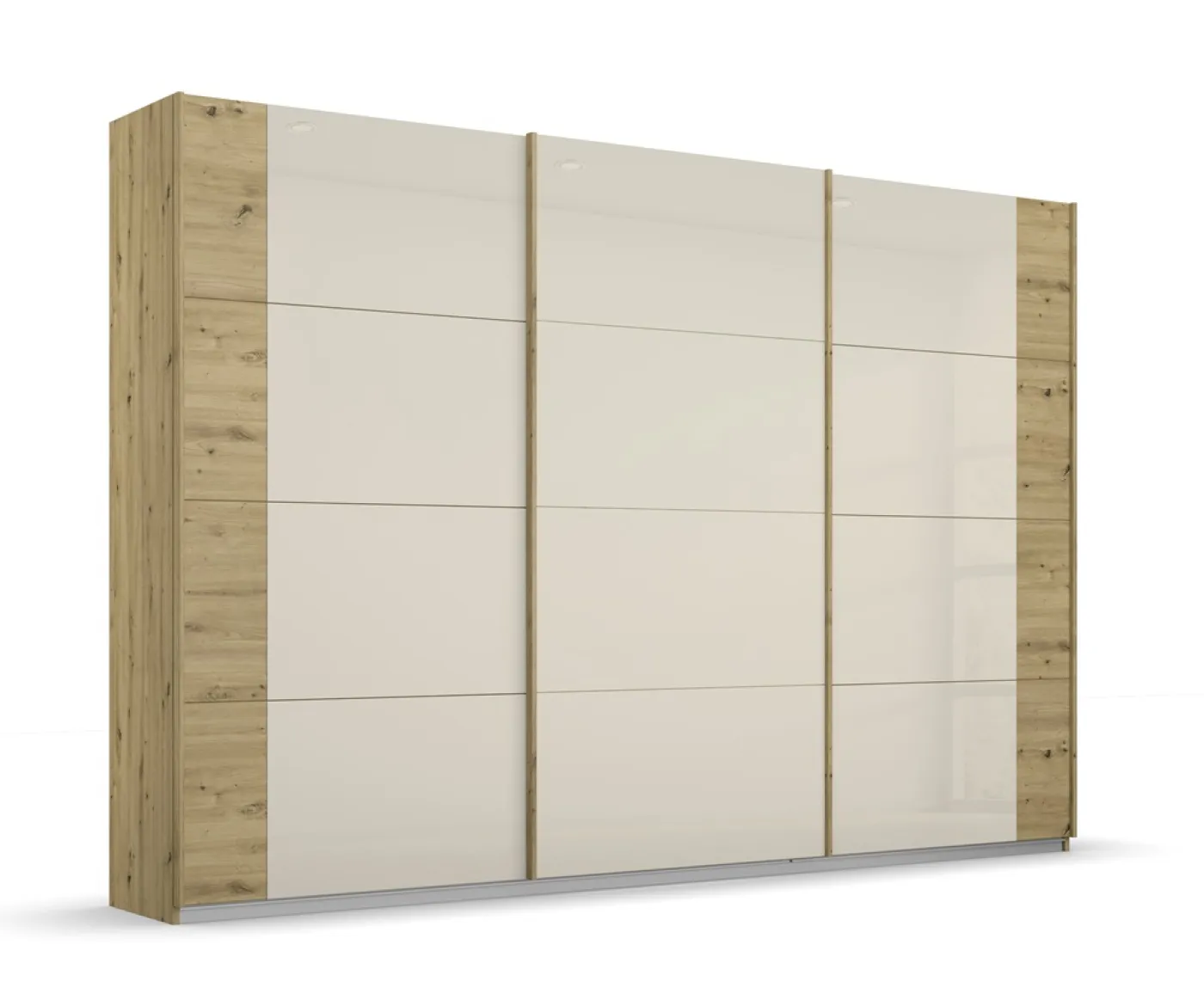 Schwebetürenschrank Artemis | mit Glastüren | Eiche Artisan / champagner | 271 x 210 x 62 cm