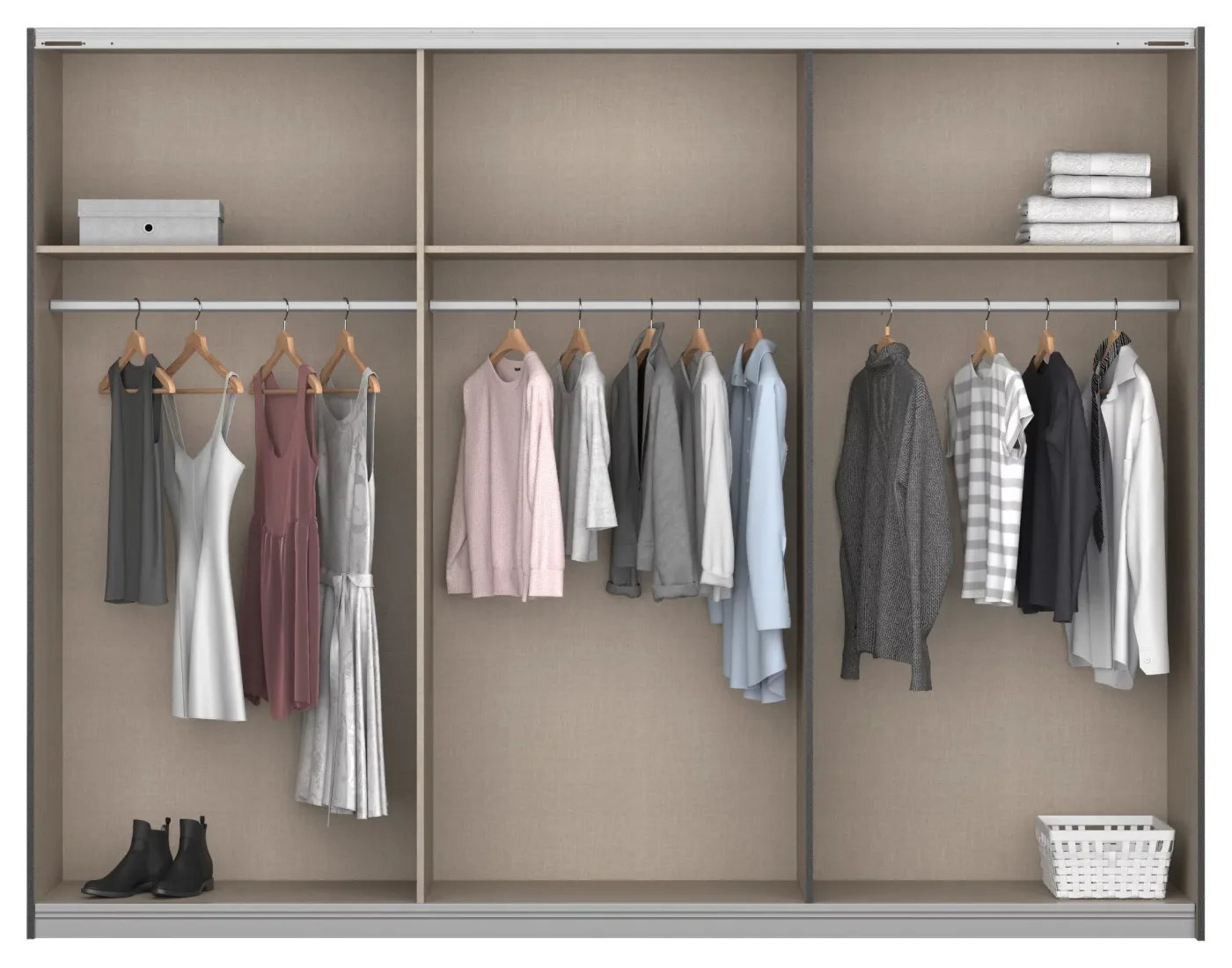 Schwebetürenschrank Artemis | mit Glastüren | Eiche Artisan / champagner | 271 x 210 x 62 cm