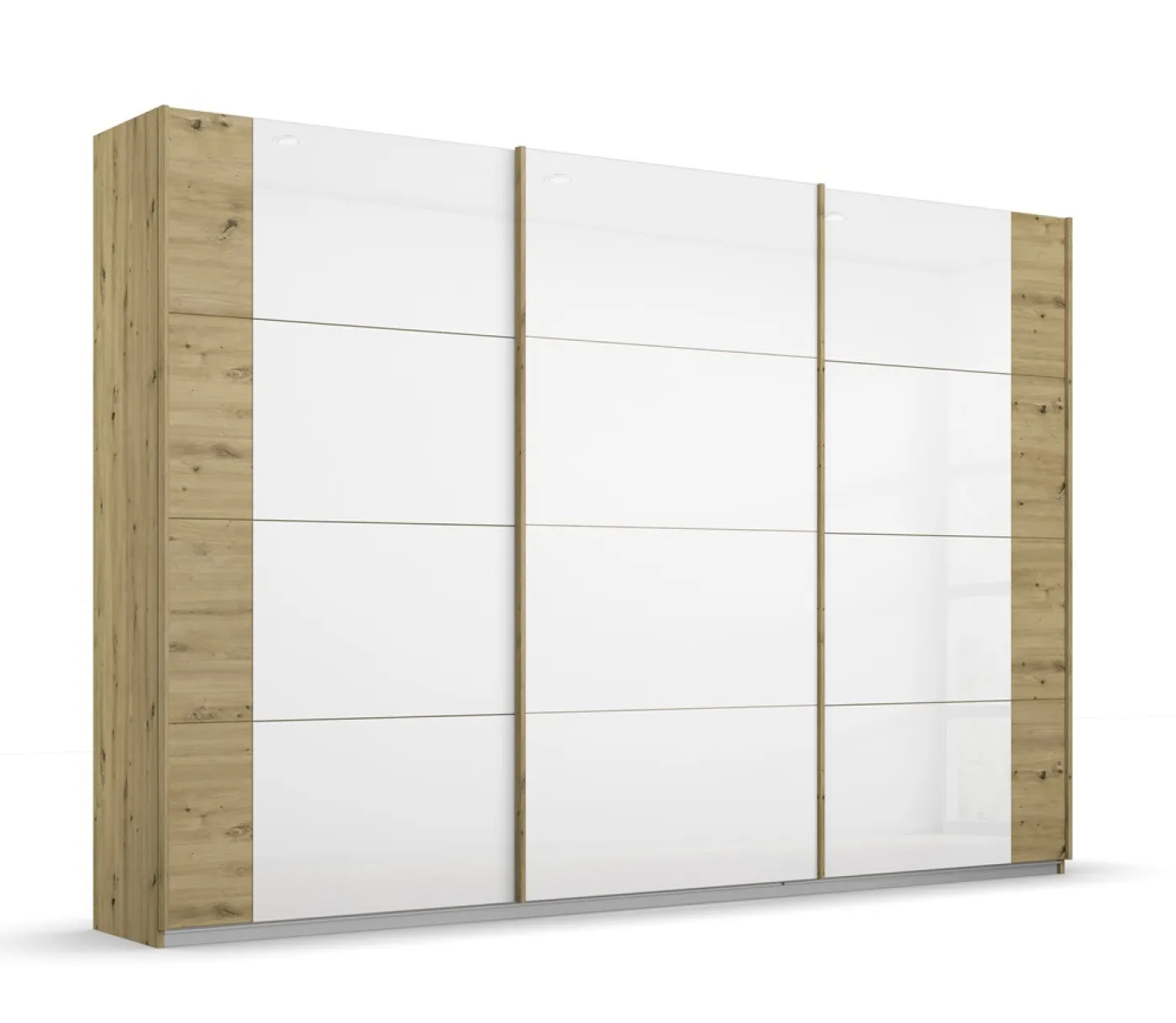 Schwebetürenschrank Artemis | mit Glastüren | Eiche Artisan / weiß| verschiedene Größe