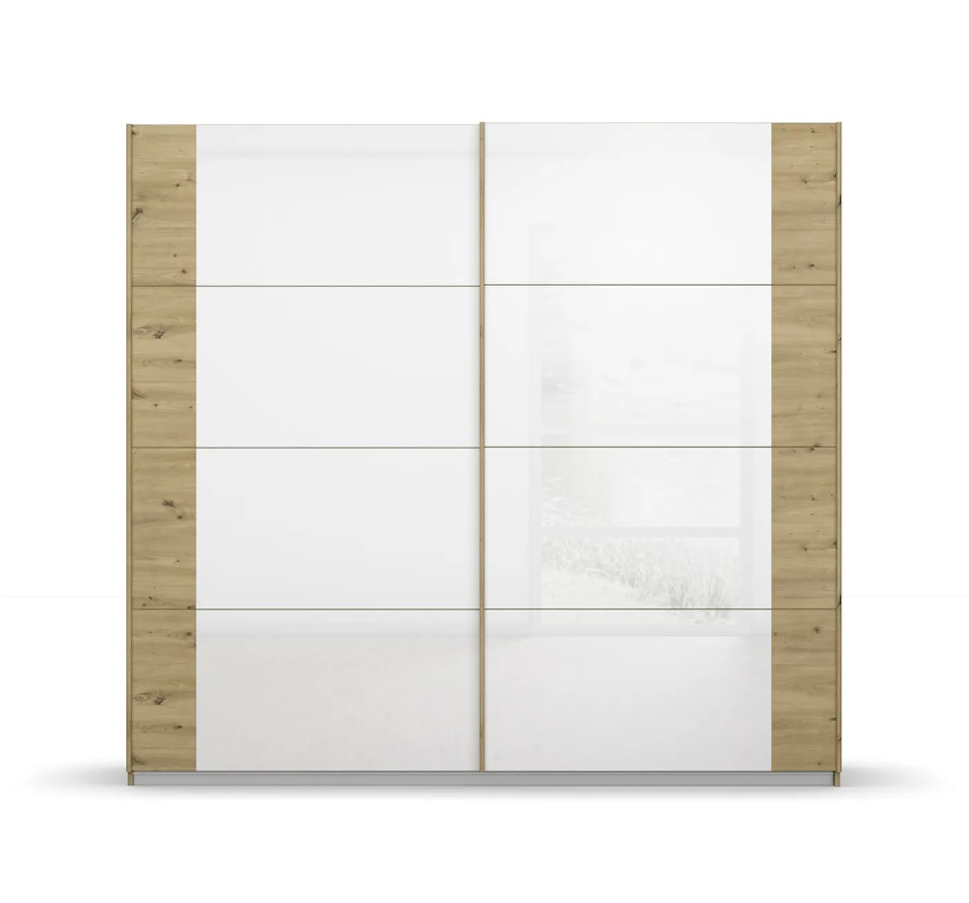 Schwebetürenschrank Artemis | mit Glastüren | Eiche Artisan / weiß| verschiedene Größe