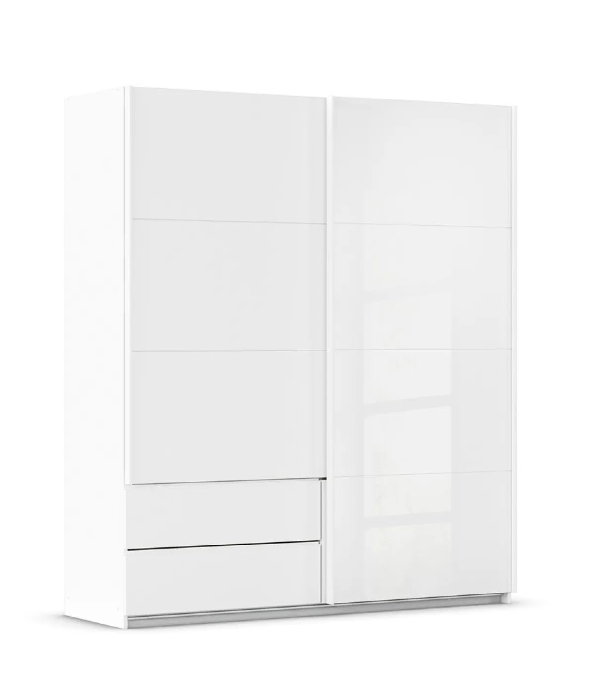 Schwebetürenschrank Elara mit Glas | alpinweiß / weiß | verschiedene Größe