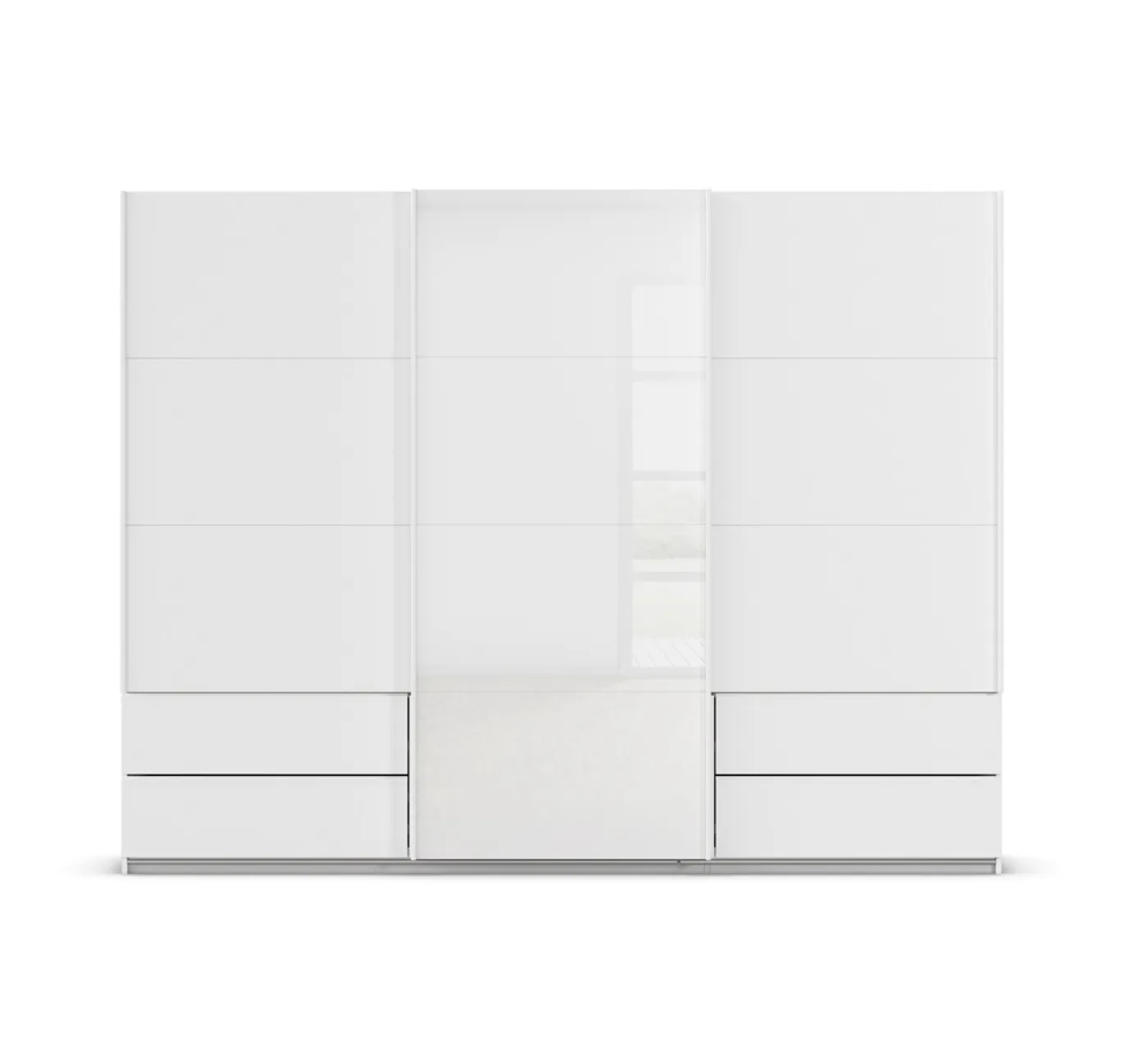 Schwebetürenschrank Elara mit Glas | alpinweiß / weiß | verschiedene Größe