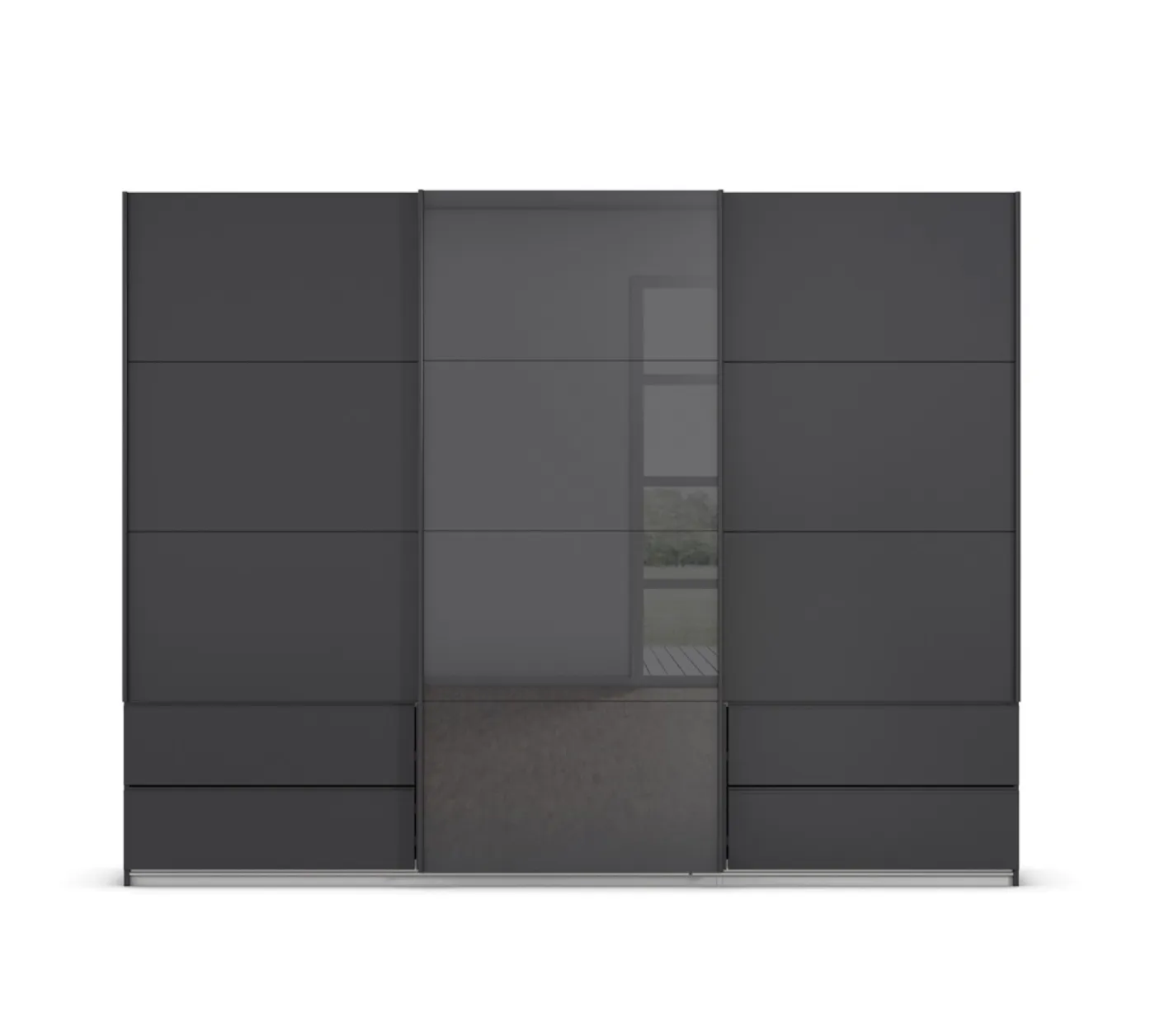 Schwebetürenschrank Elara mit Glas | grau metallic / basalt grau | verschiedene Größe