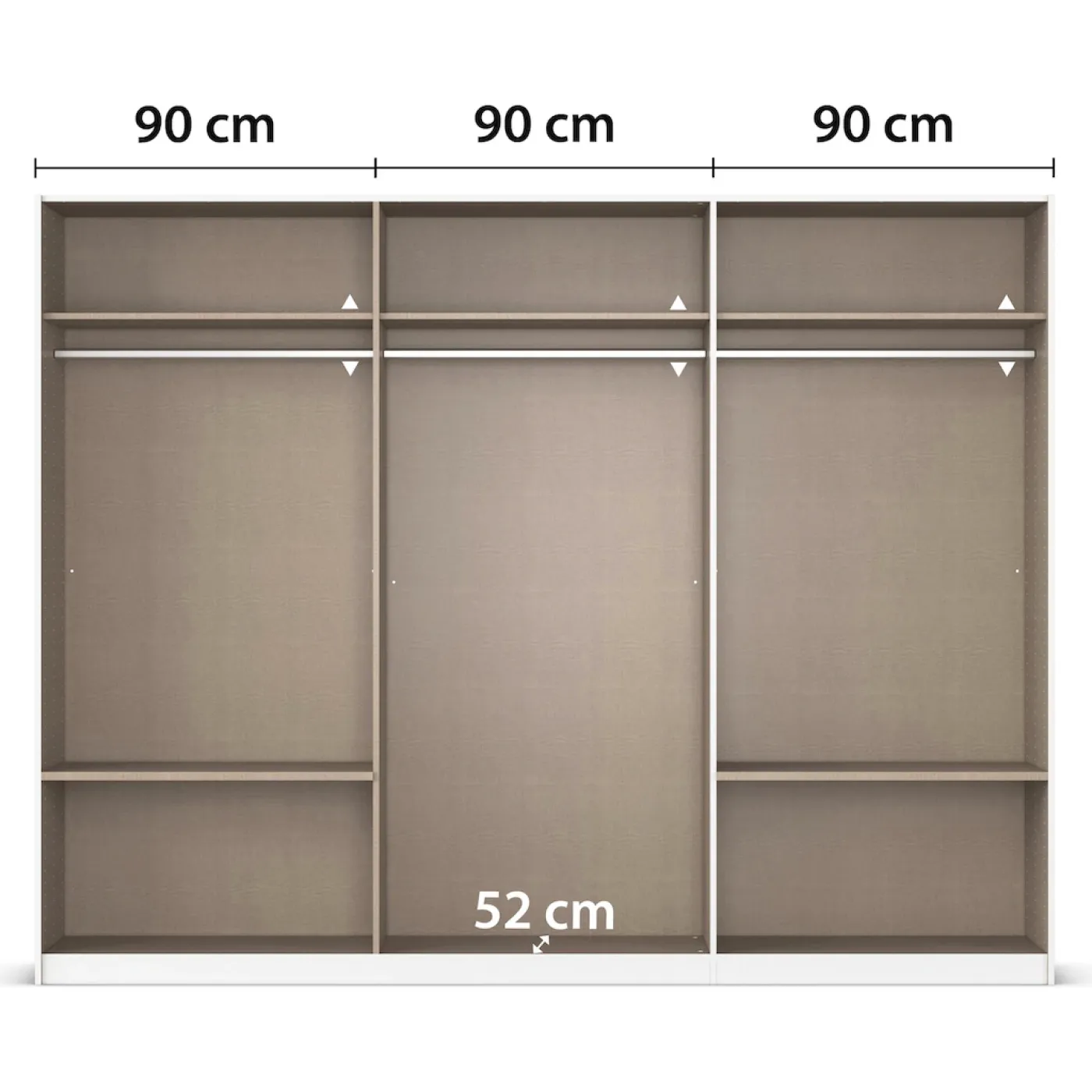 Schwebetürenschrank Elara mit Spiegel | alpinweiß | 271 x 210 x 62 cm