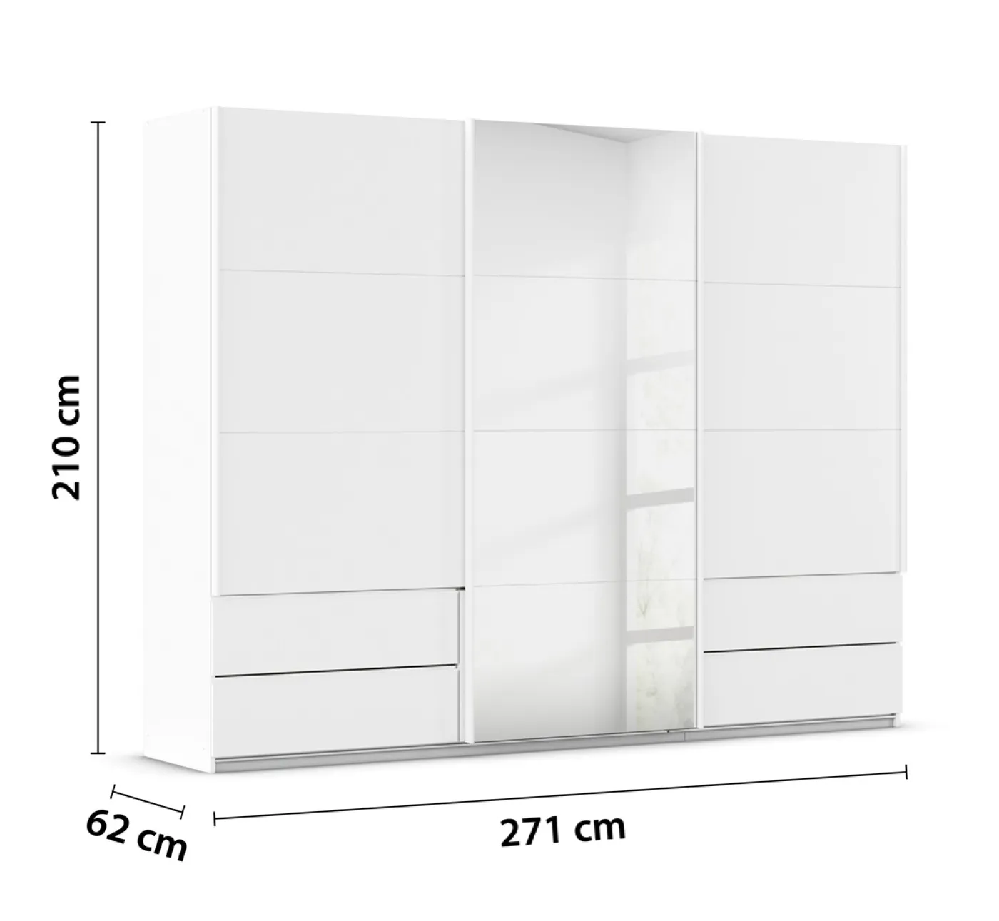 Schwebetürenschrank Elara mit Spiegel | alpinweiß | verschiedene Größe