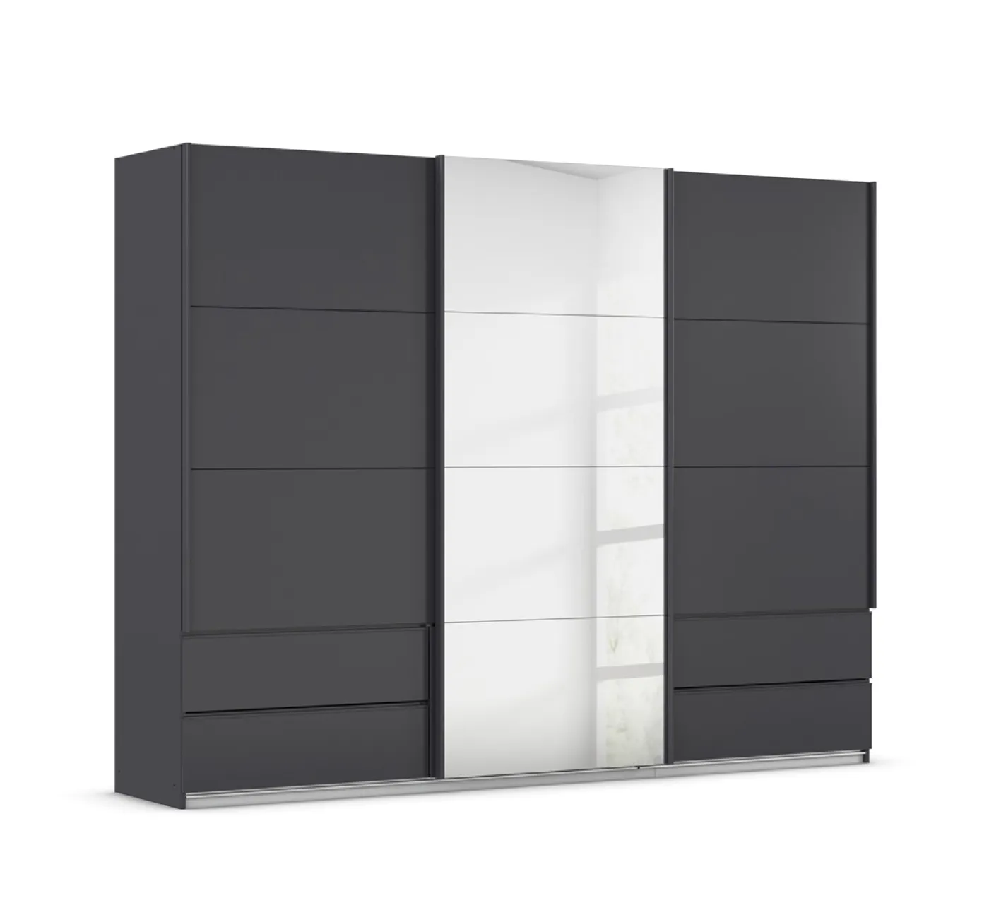 Schwebetürenschrank Elara mit Spiegel | grau metallic | verschiedene Größe