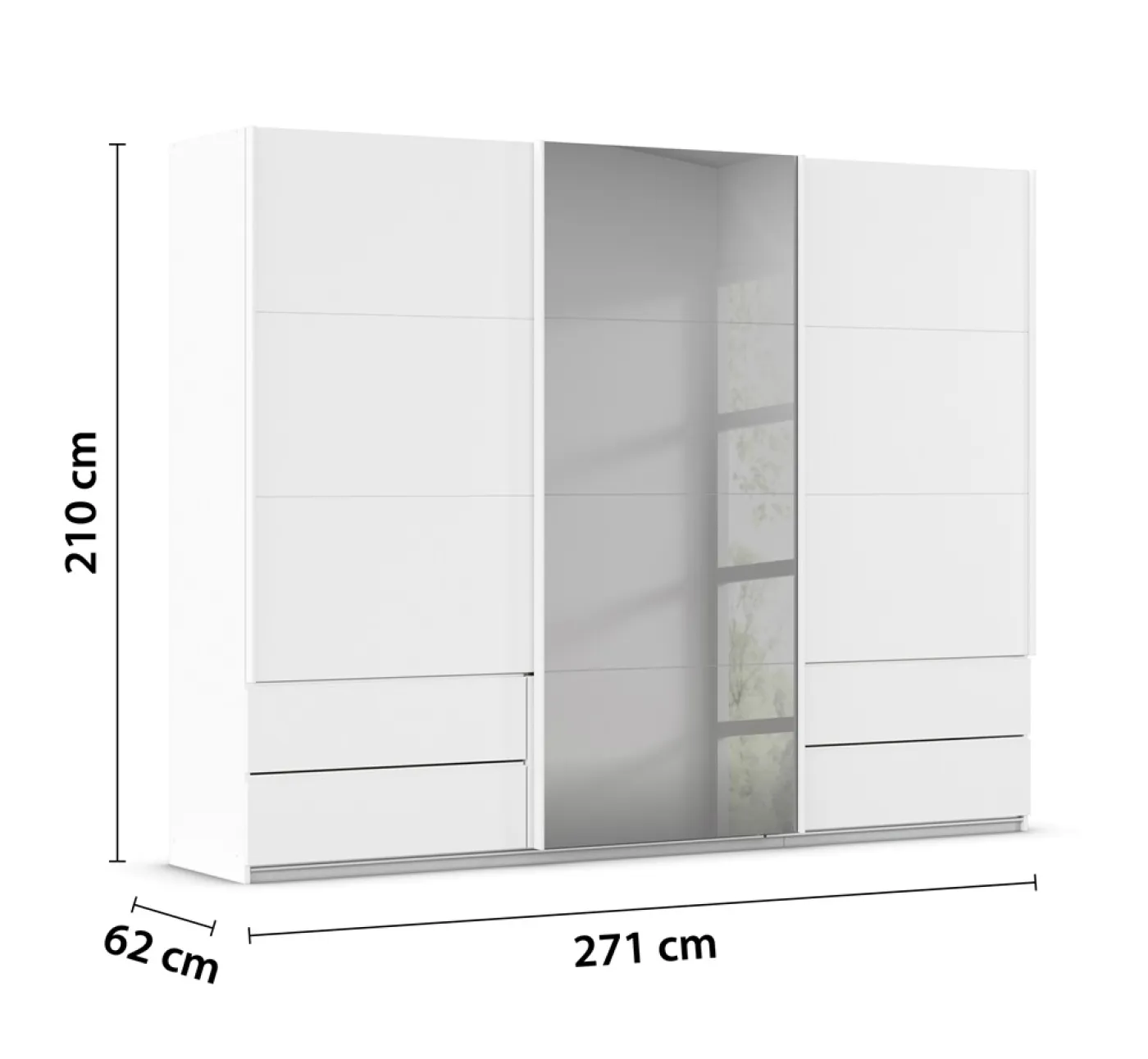 Schwebetürenschrank Elara mit Spiegel in grau | alpinweiß | verschiedene Größe
